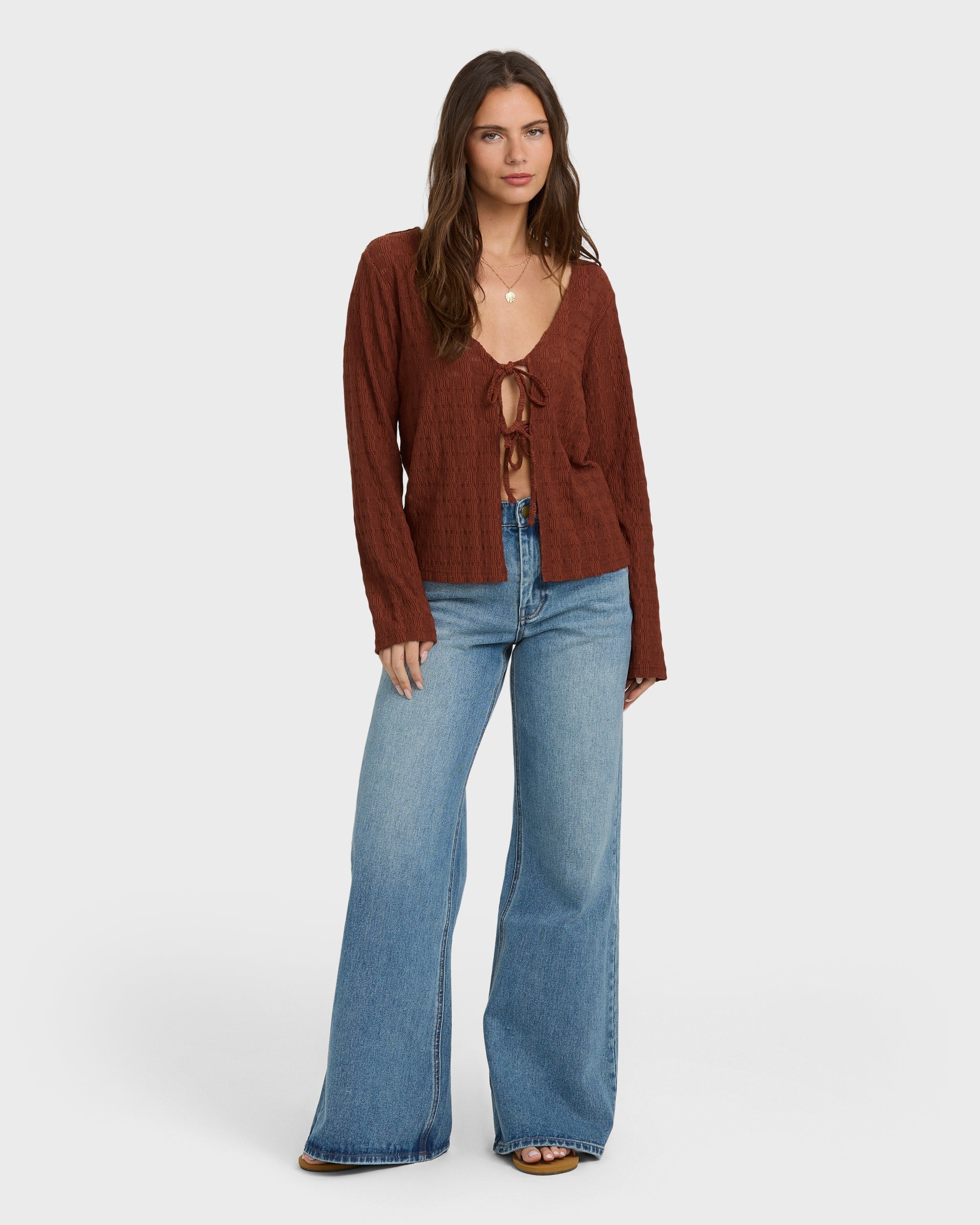 Billabong Havana Long Sleeve Knit Top - Cowhide