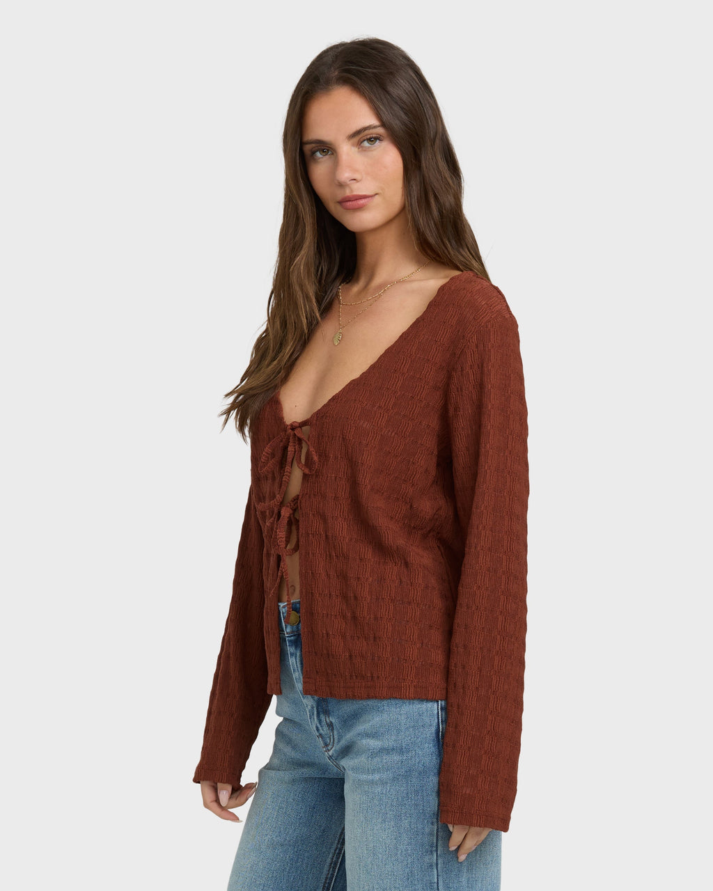 Billabong Havana Long Sleeve Knit Top - Cowhide