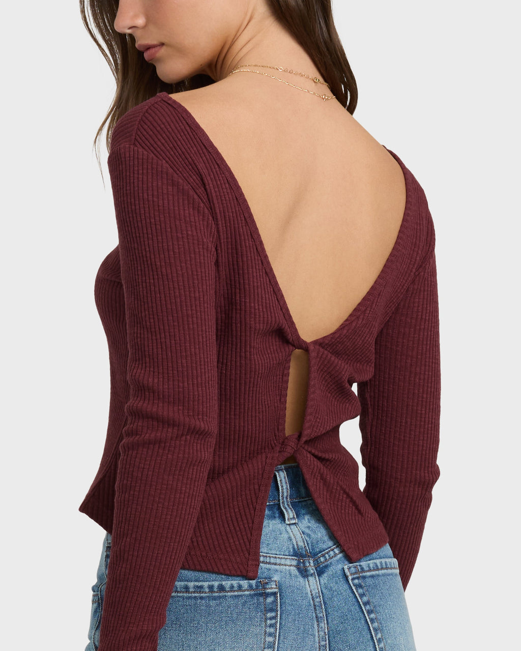 Billabong Fever Twist Long Sleeve Knit Top - Pinot
