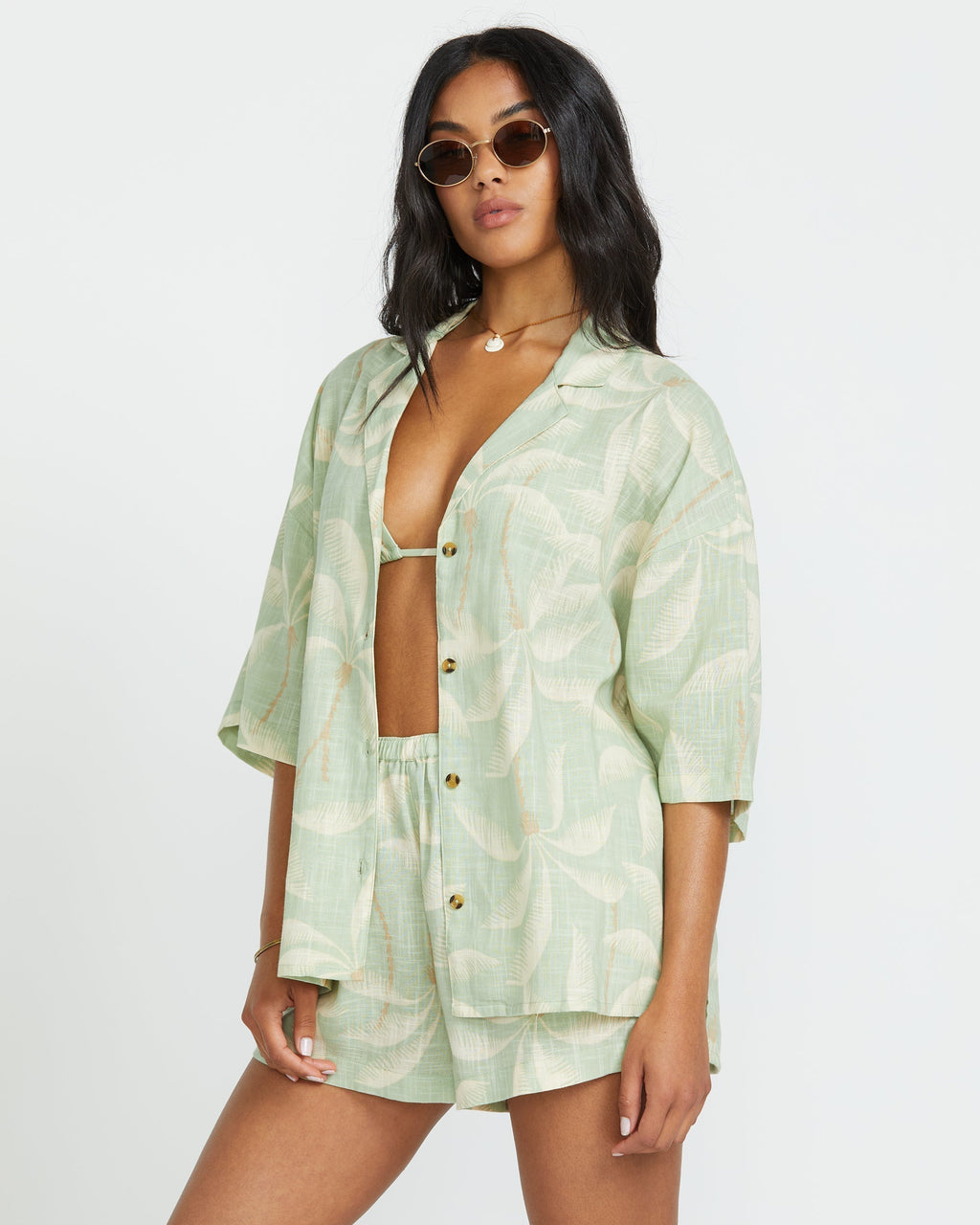 Billabong Beach Side Printed Short Sleeve Shirt - Pistachio