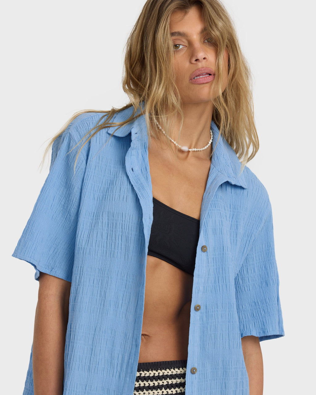 Billabong Laura Short Sleeve Shirt - Blue Drift