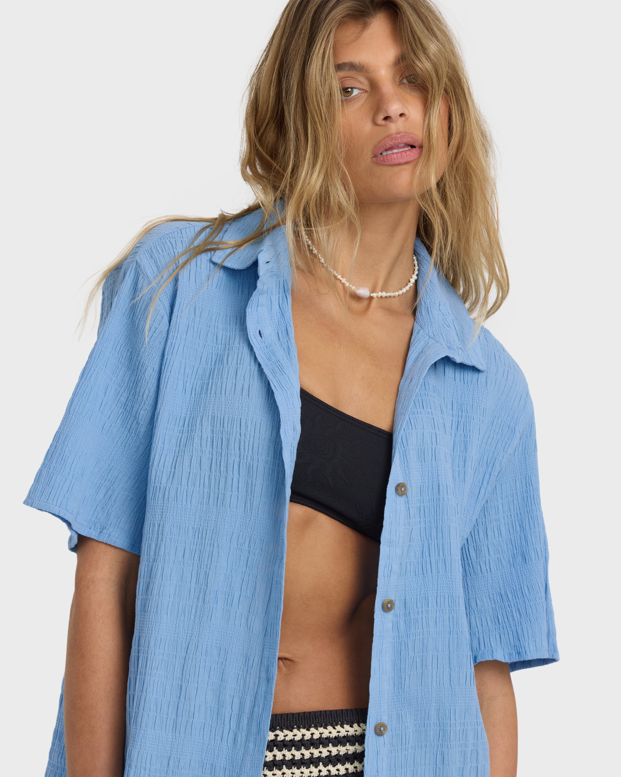 Billabong Laura Short Sleeve Shirt - Blue Drift