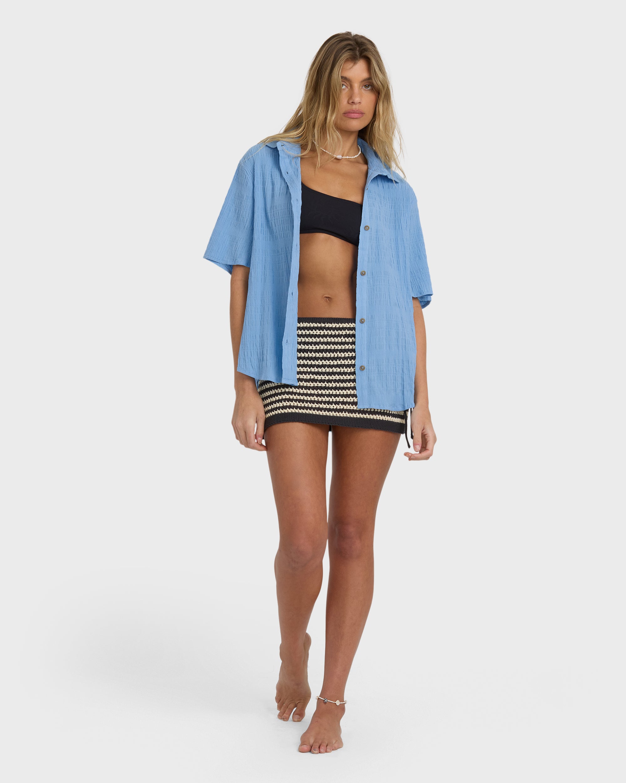Billabong Laura Short Sleeve Shirt - Blue Drift