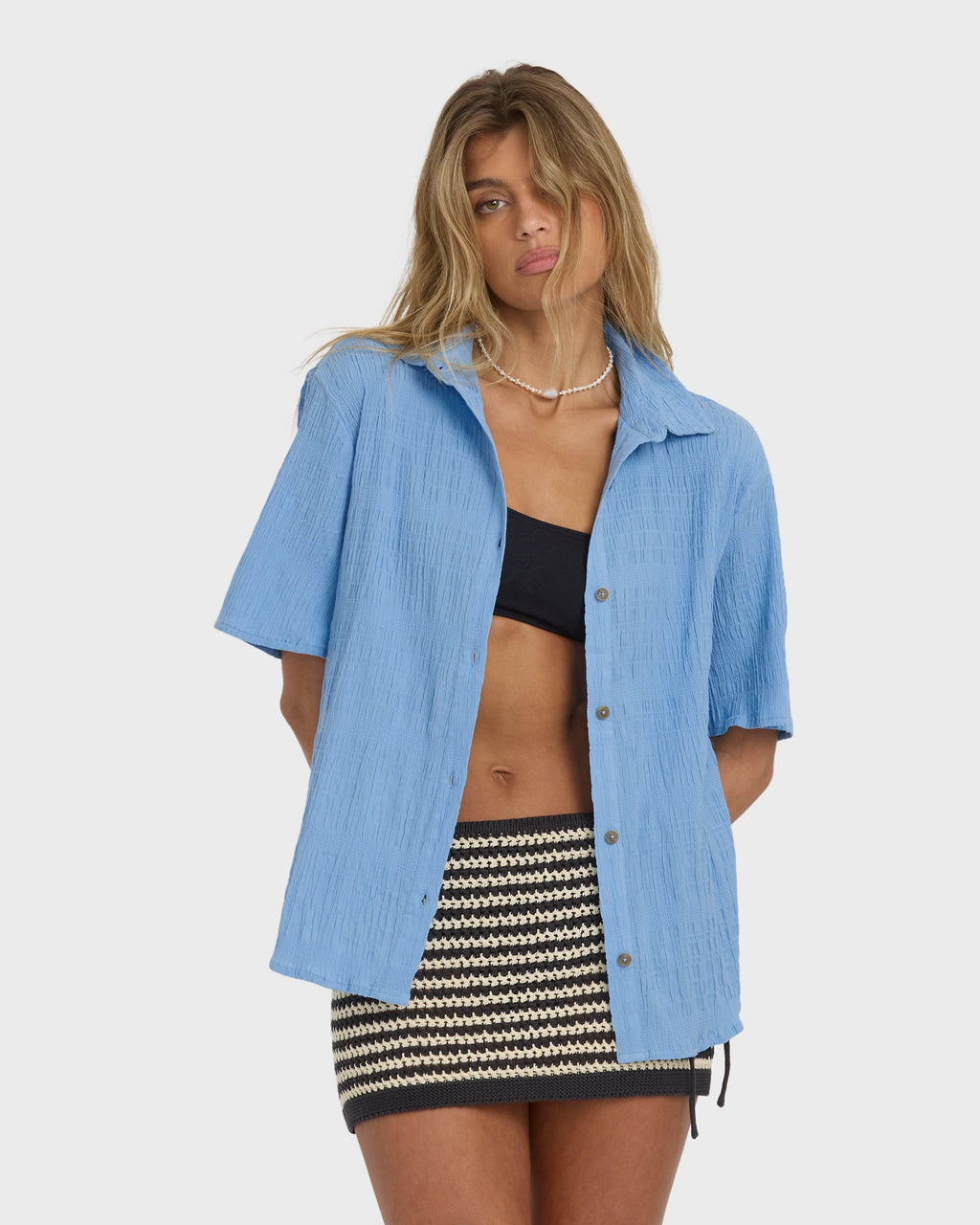 Billabong Laura Short Sleeve Shirt - Blue Drift