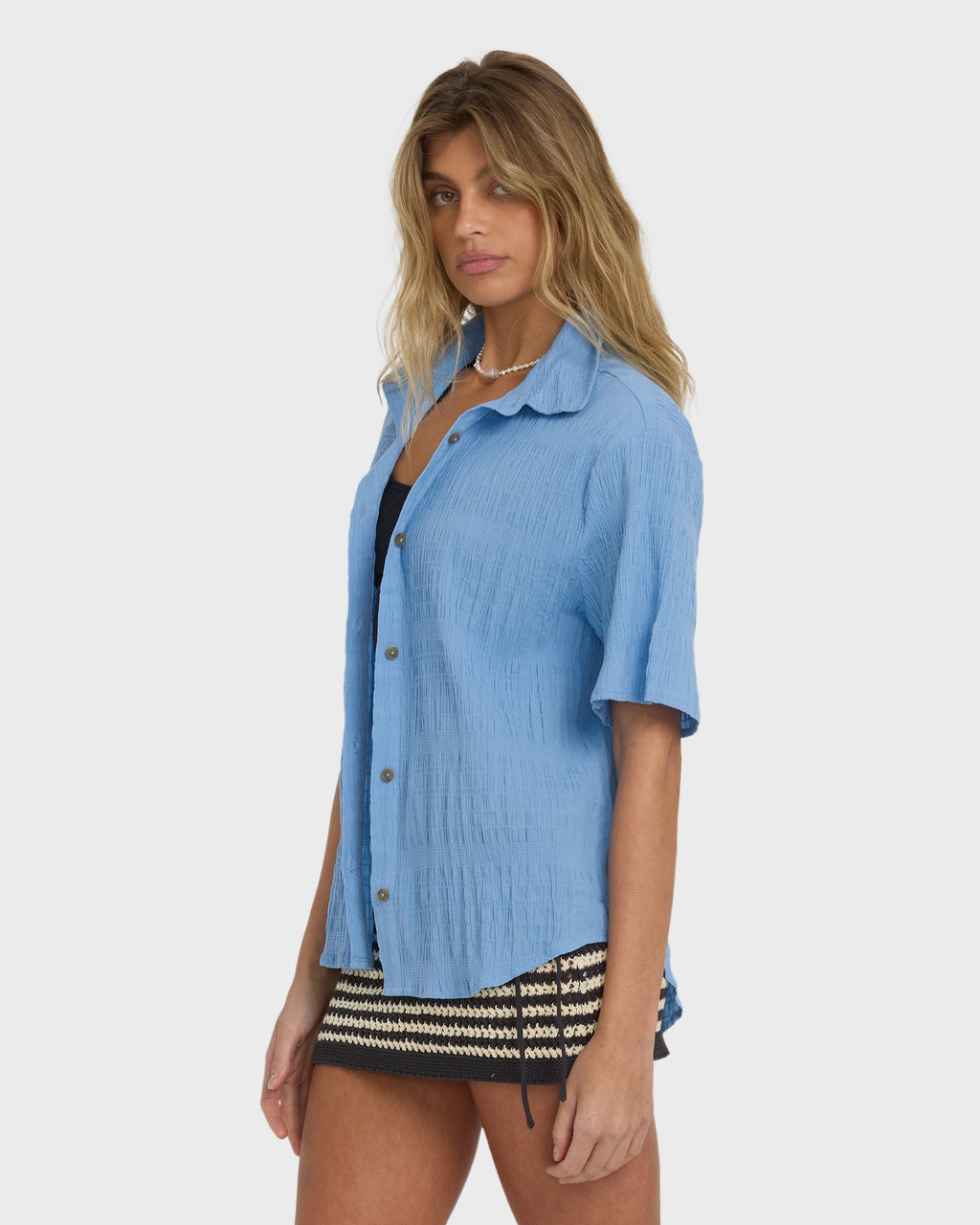 Billabong Laura Short Sleeve Shirt - Blue Drift