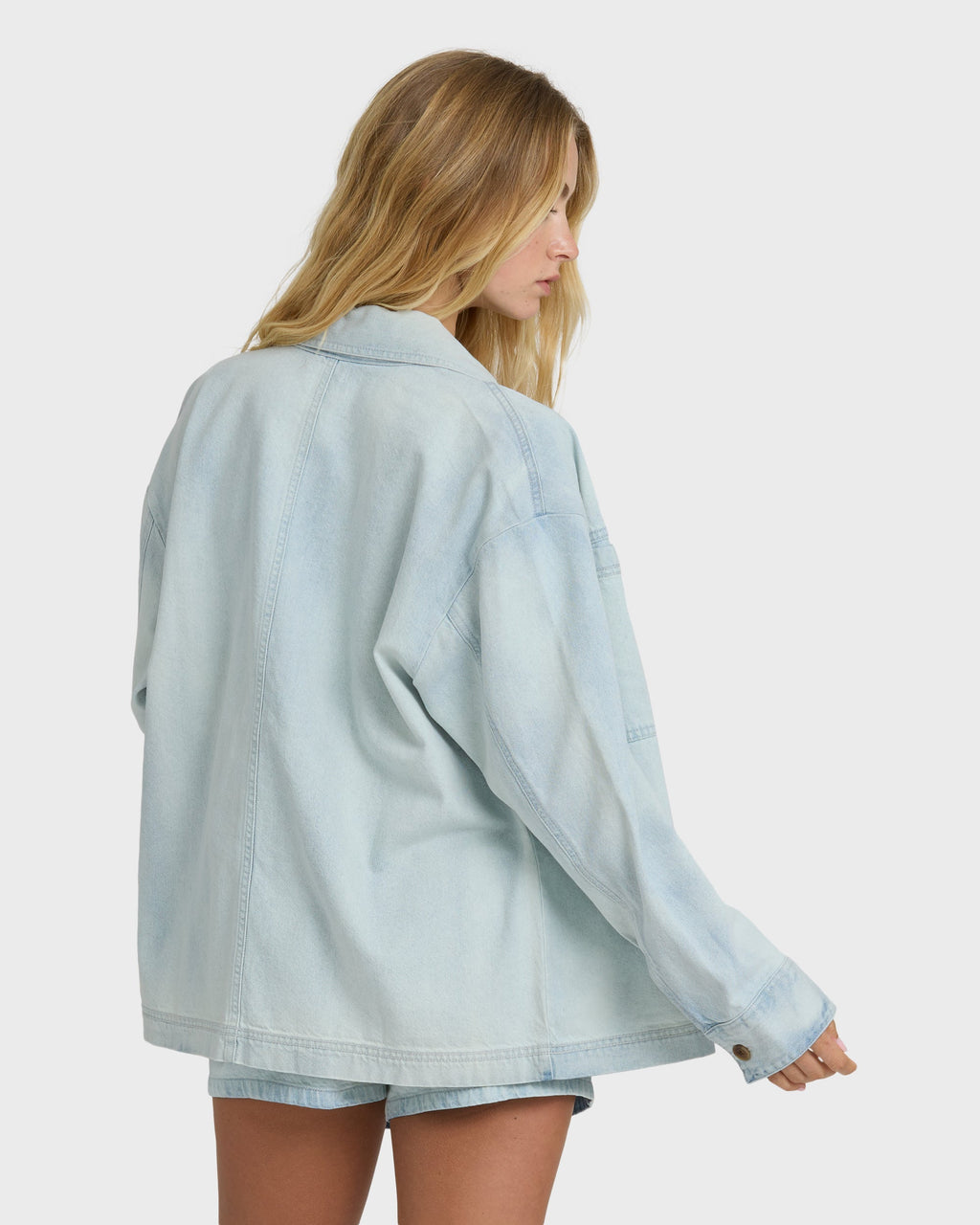 Billabong Jade Saltwashed Long Sleeve Woven Top - Blue Mist