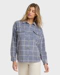 Billabong Fadeaway Long Sleeve Cord Shacket - Stone Blue