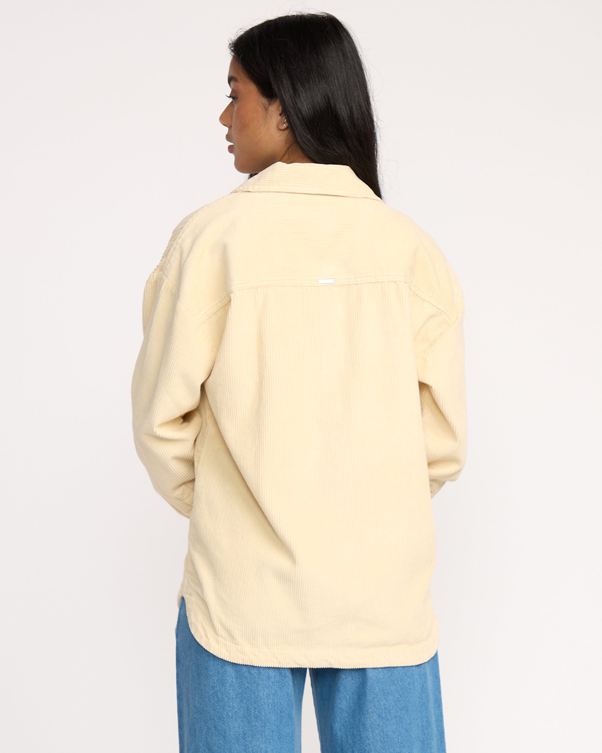 Billabong Fadeaway Long Sleeve Cord Shacket - Whitecap
