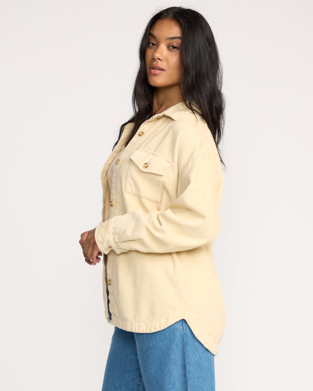 Billabong Fadeaway Long Sleeve Cord Shacket - Whitecap