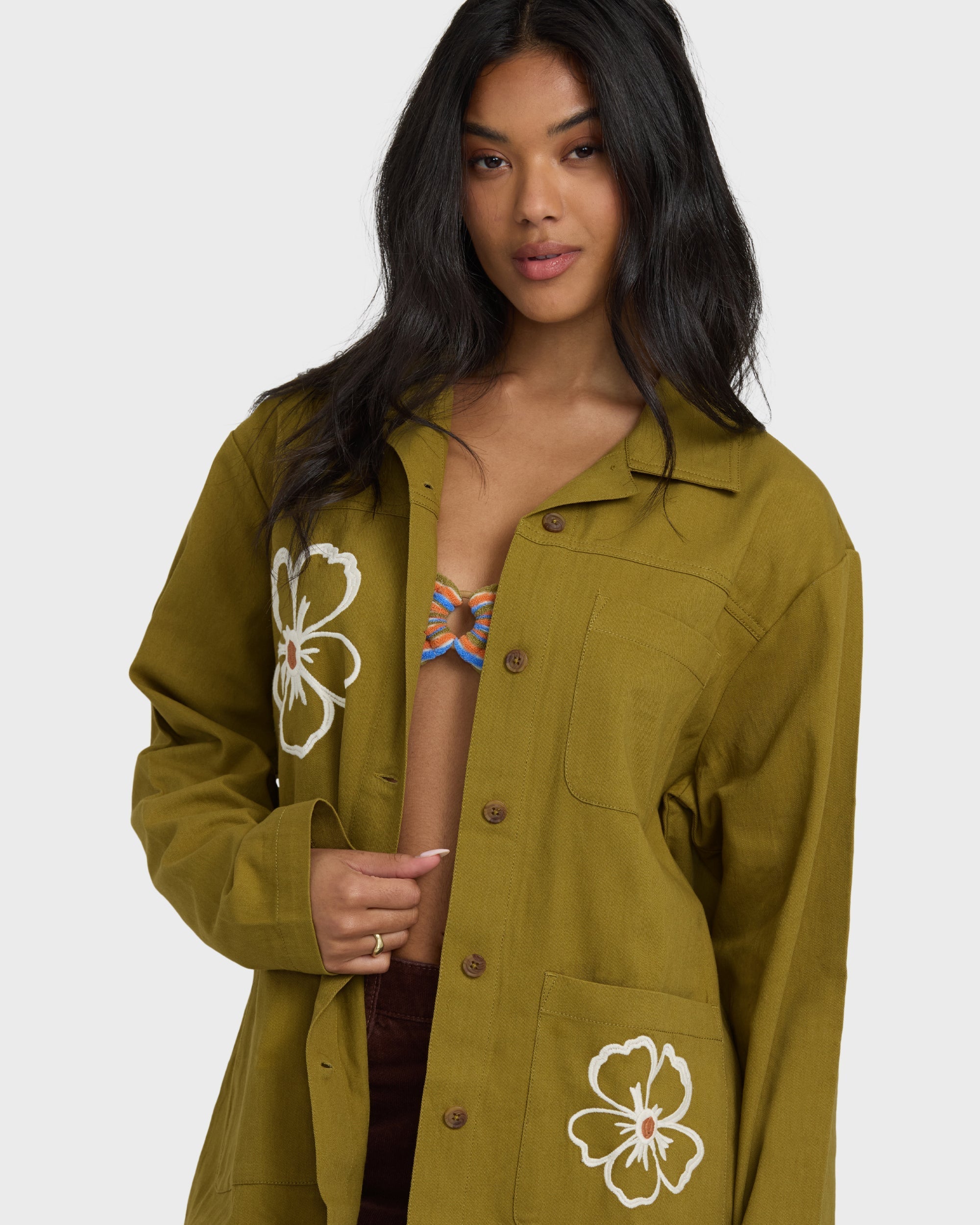 Billabong Floral Fields Shacket - Moss