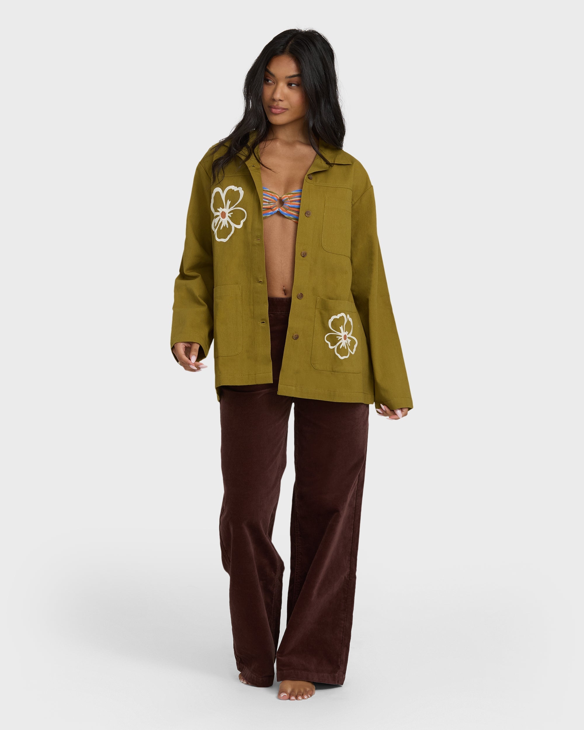 Billabong Floral Fields Shacket - Moss