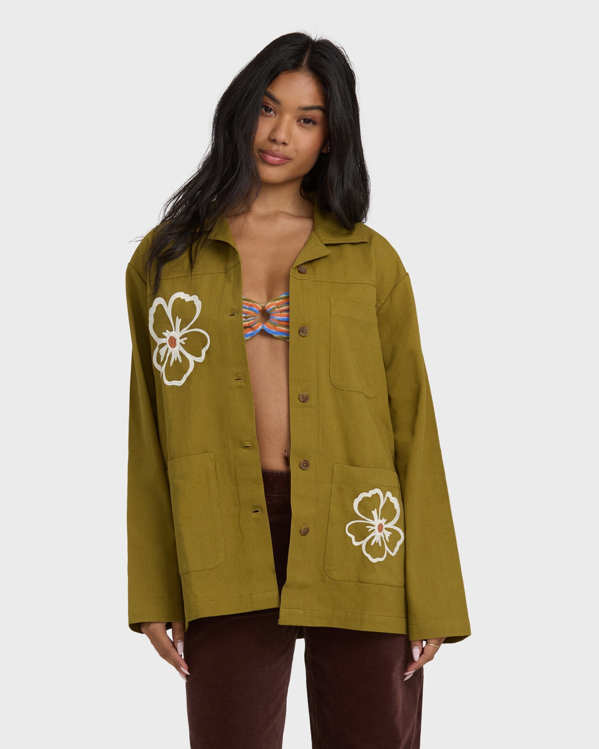 Billabong Floral Fields Shacket - Moss