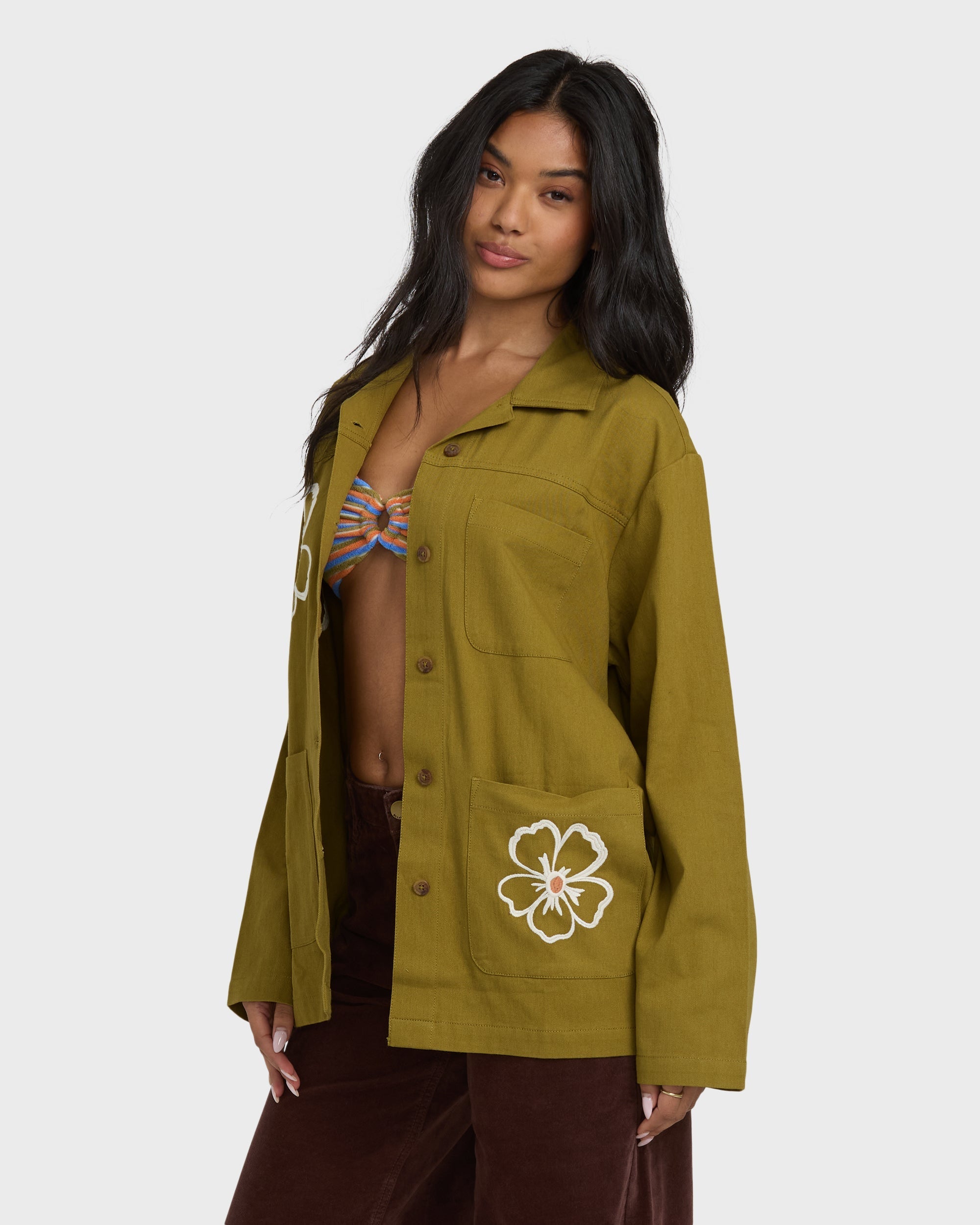 Billabong Floral Fields Shacket - Moss