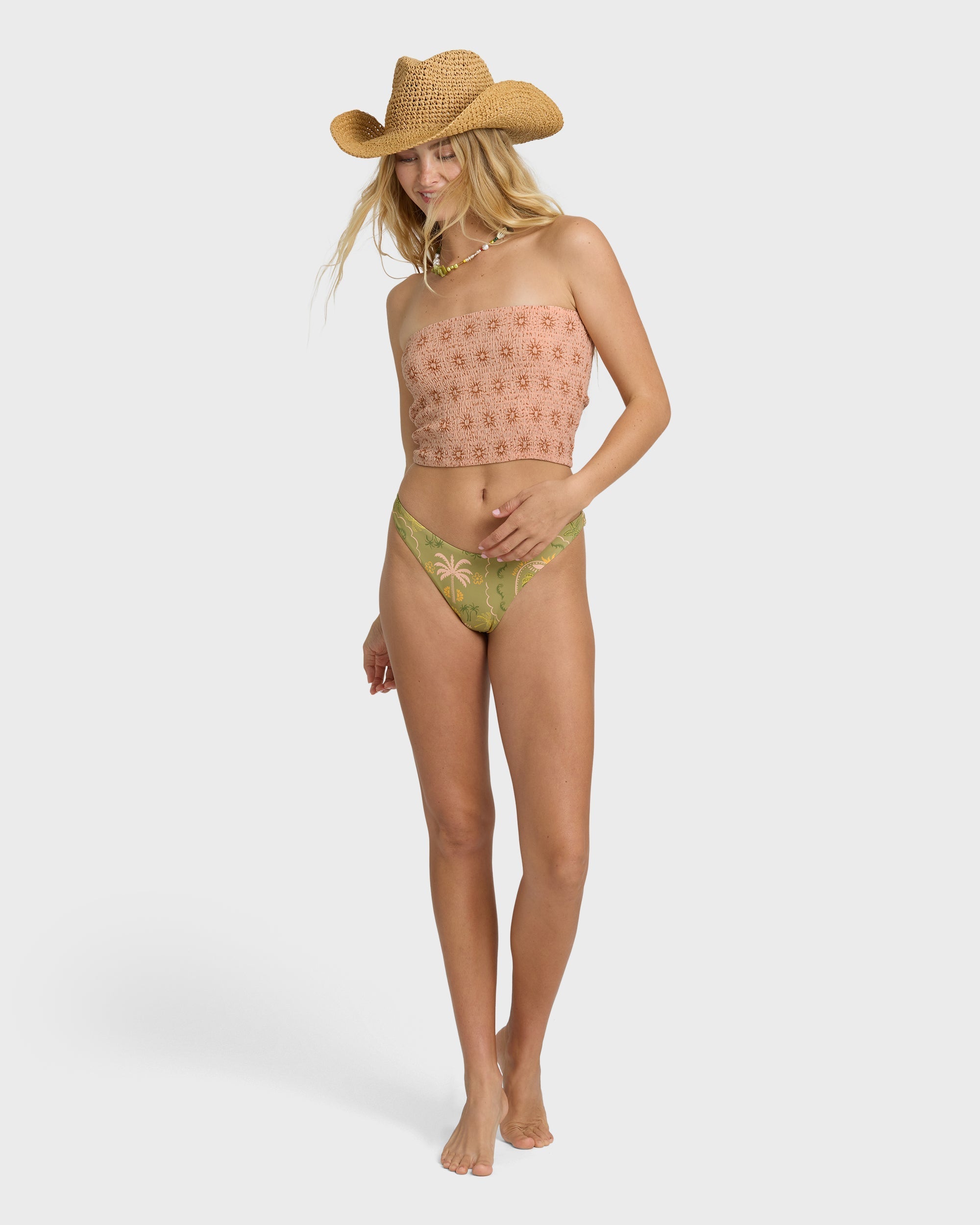 Billabong Keep It Simple 2 Tube Print Tube Top - Light Peach