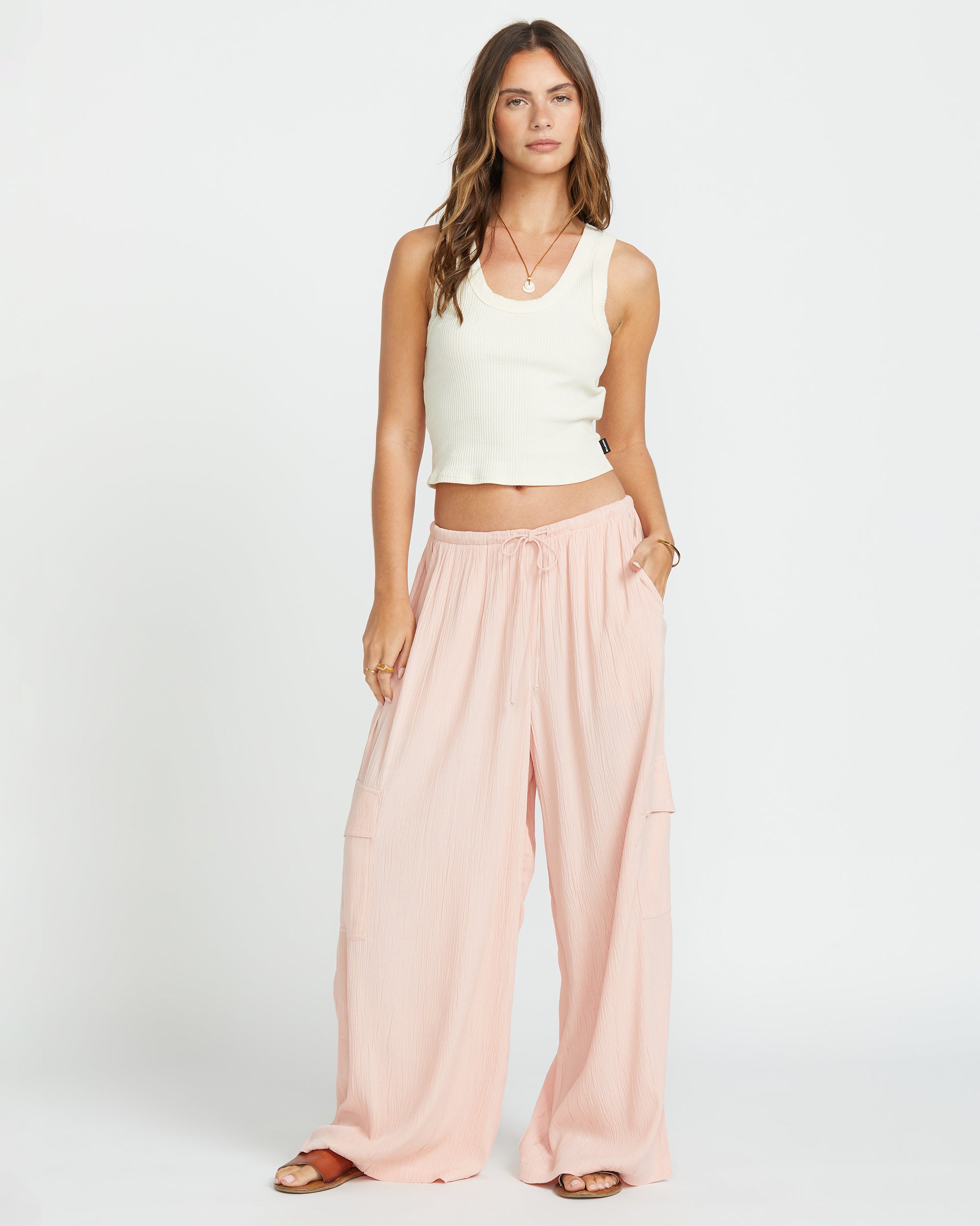 Billabong Beach Babe Cargo Elastic Waist Pants - Dusty Peach
