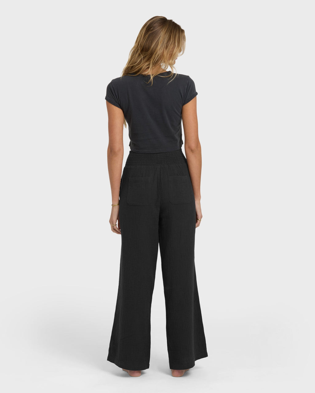Billabong New Waves Gauze Elastic Waist Pants - Black Sands