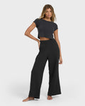 Billabong New Waves Gauze Elastic Waist Pants - Black Sands