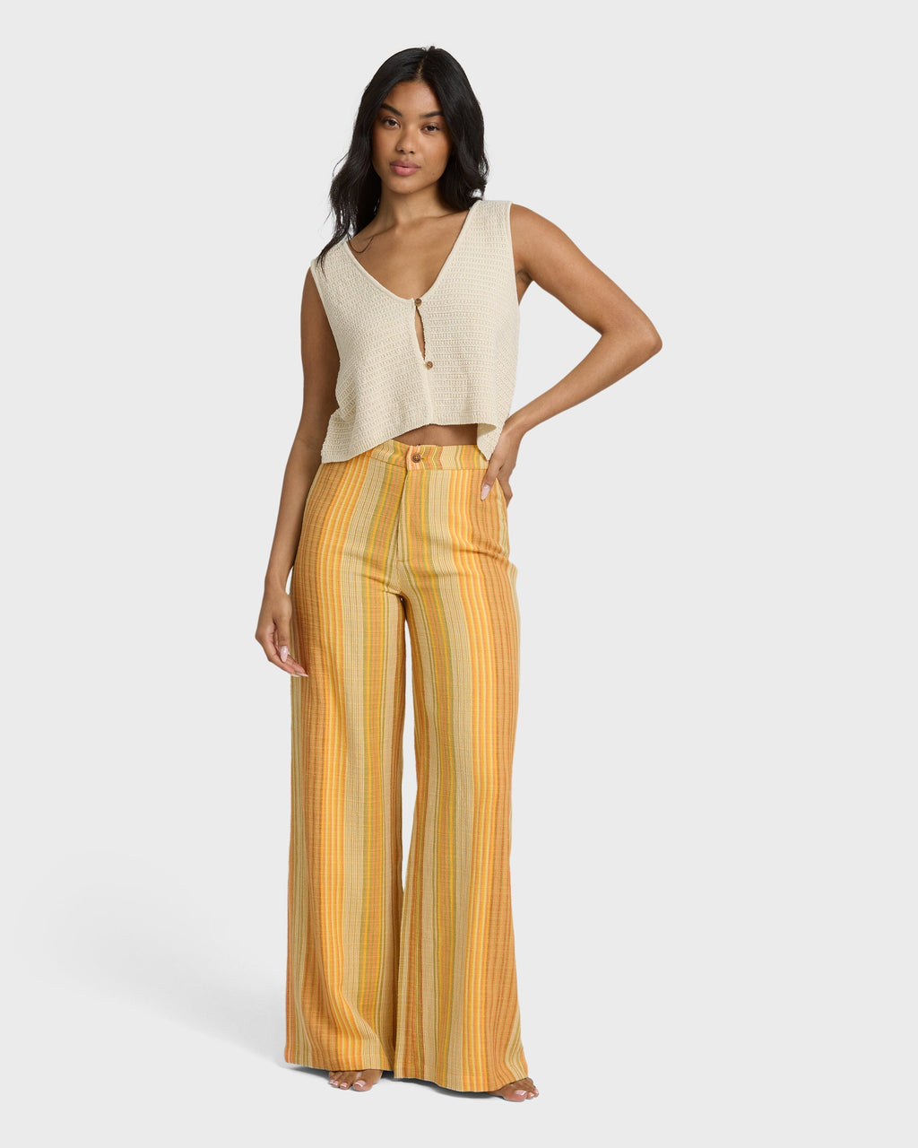 Billabong Hazy Daze Elastic Waist Pants - Brown Multi