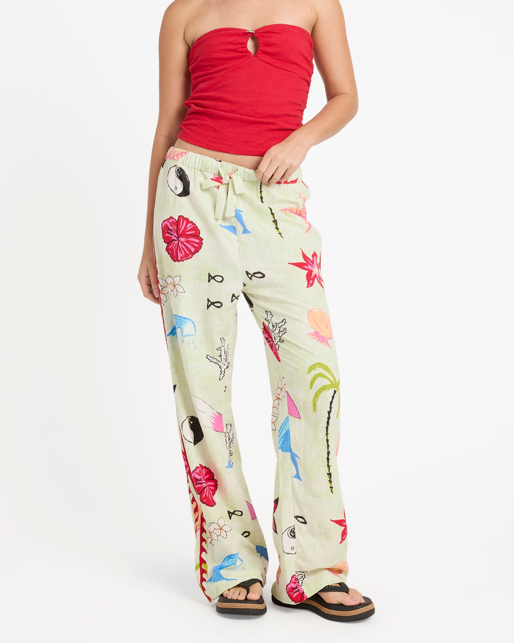 Billabong Lottie Hall Woven Elastic Waist Pants - Sunny Lime