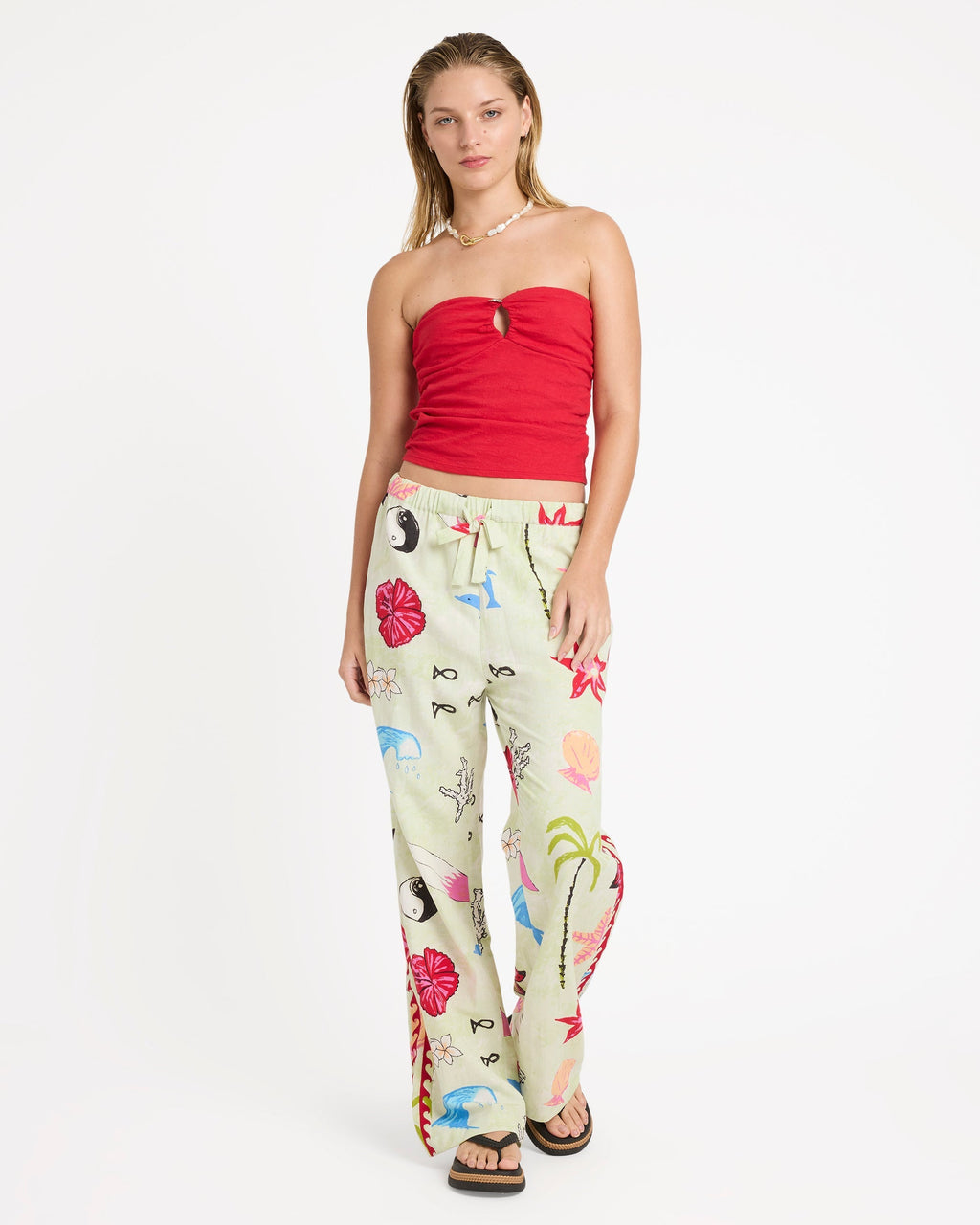 Billabong Lottie Hall Woven Elastic Waist Pants - Sunny Lime
