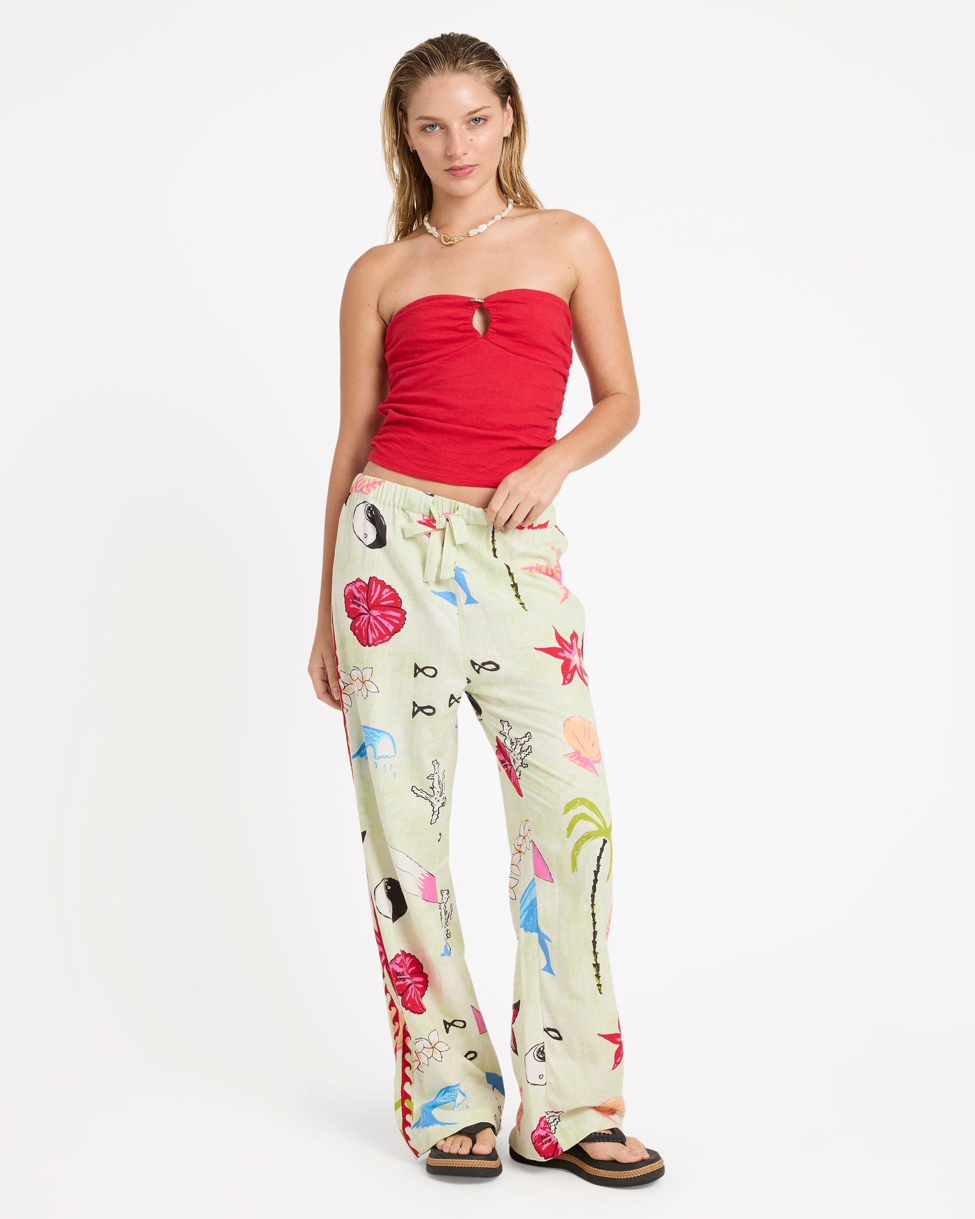 Billabong Lottie Hall Woven Elastic Waist Pants - Sunny Lime