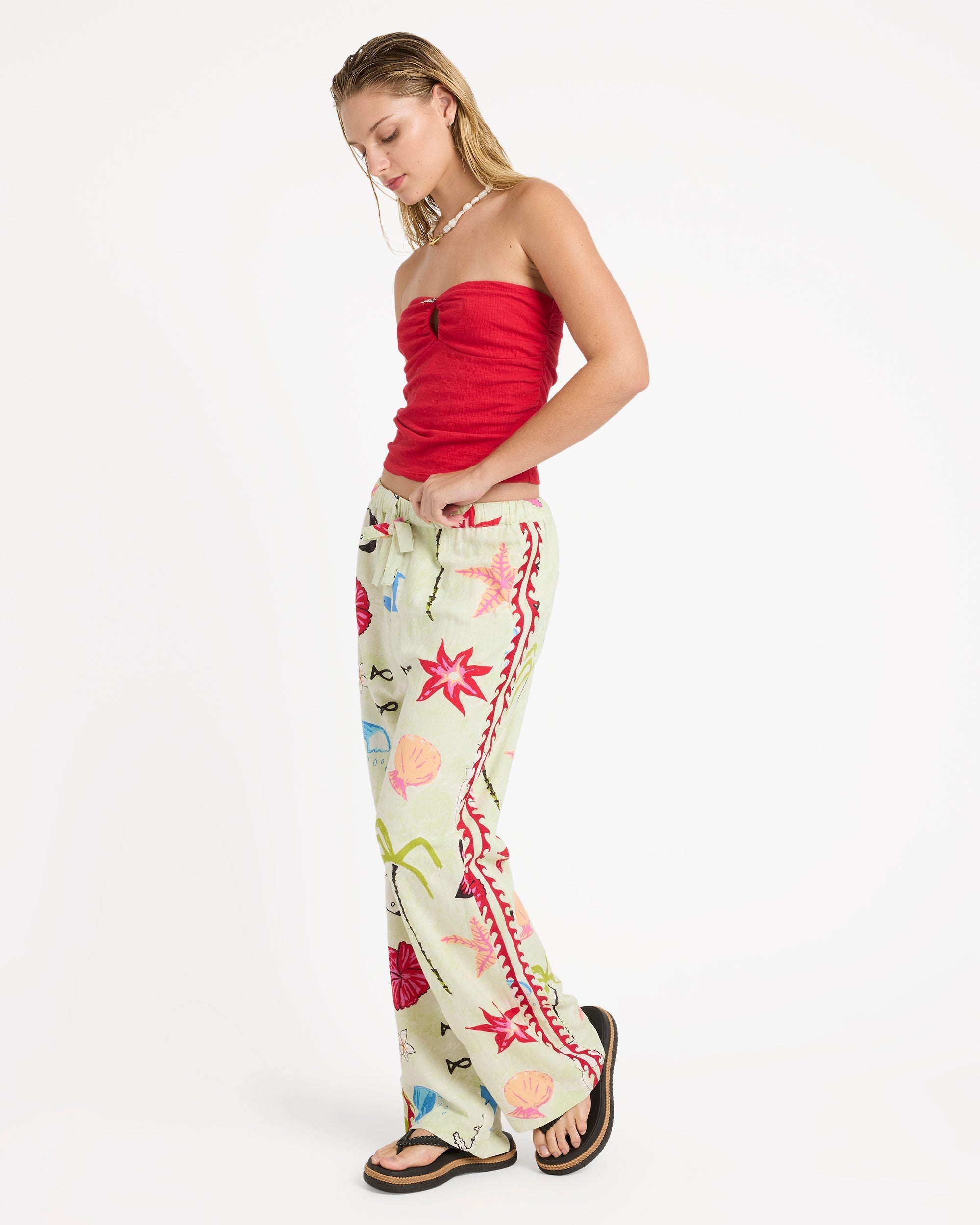 Billabong Lottie Hall Woven Elastic Waist Pants - Sunny Lime