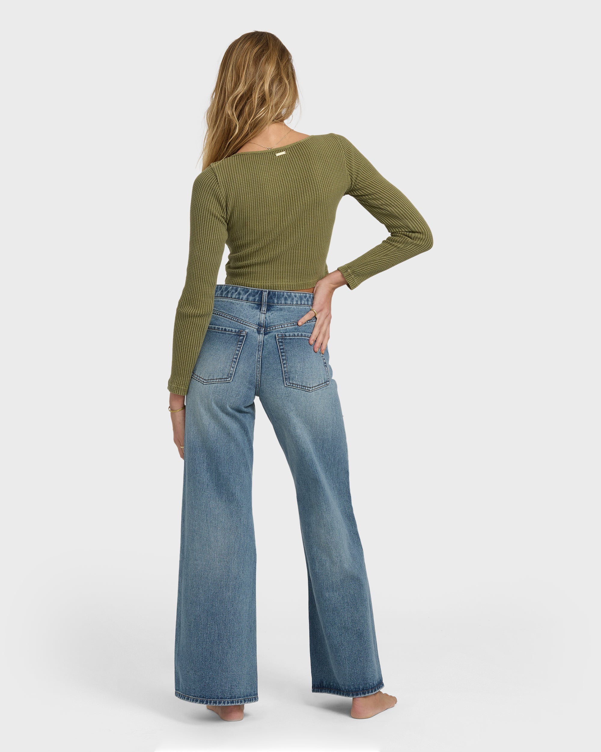 Billabong Free Fall High-Waist Denim Flare Pants - Atlantic Deep