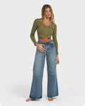 Billabong Free Fall High-Waist Denim Flare Pants - Atlantic Deep