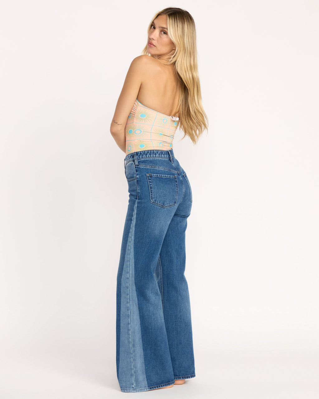 Billabong Free Fall High-Waist Denim Flare Pants - Middle Broken Blue
