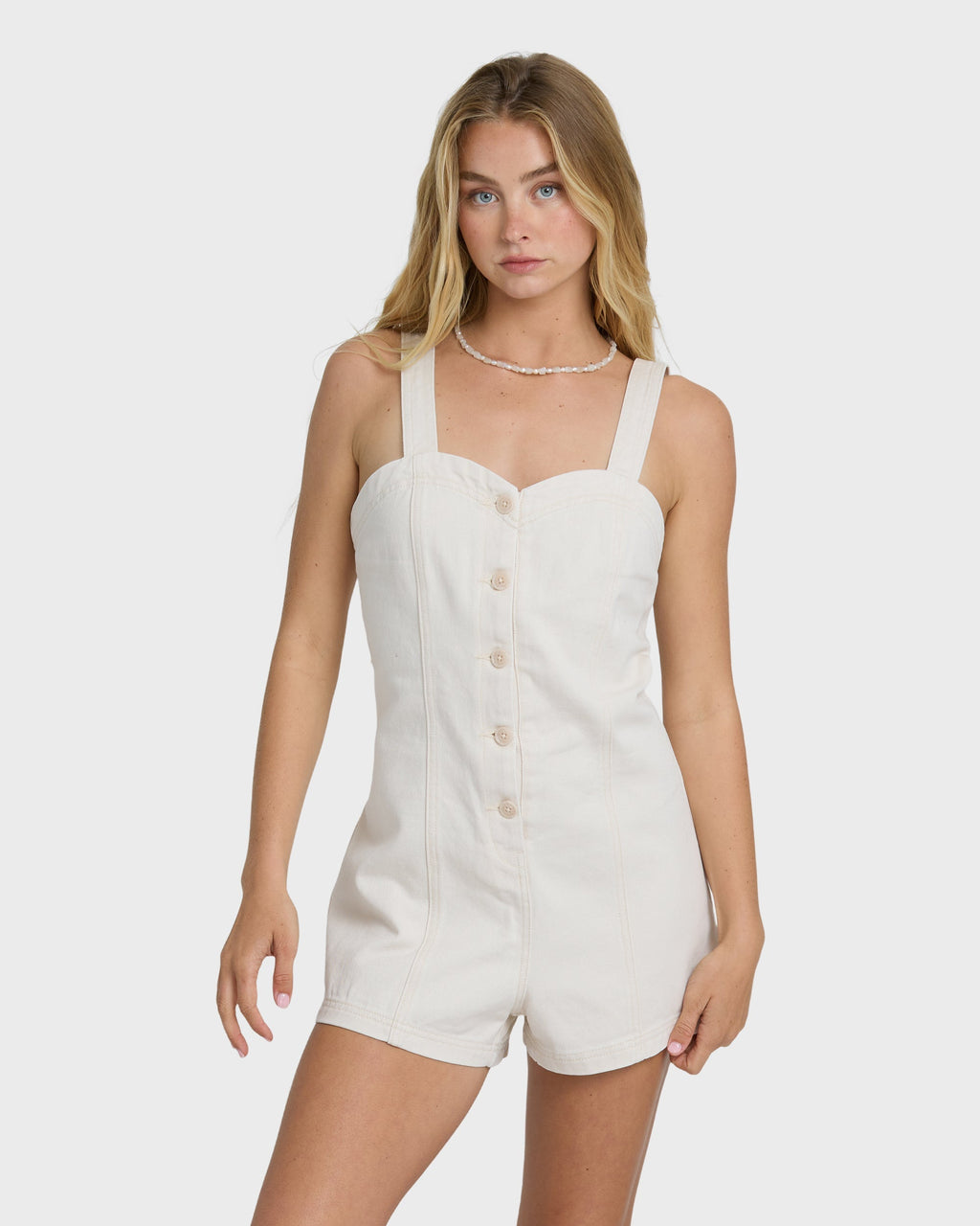 Billabong Misshape Denim Romper - Sea Salt