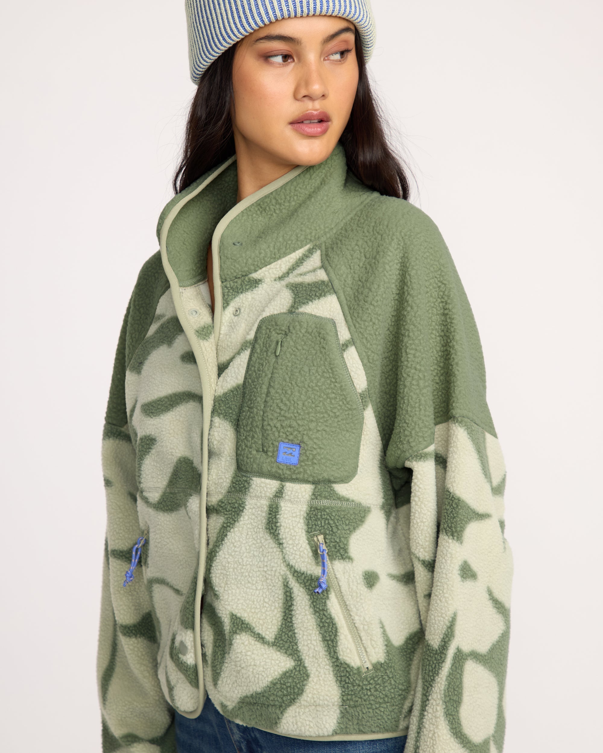 Billabong A/Div Popoyo Snap Up Sherpa Fleece Jacket - Seagrass