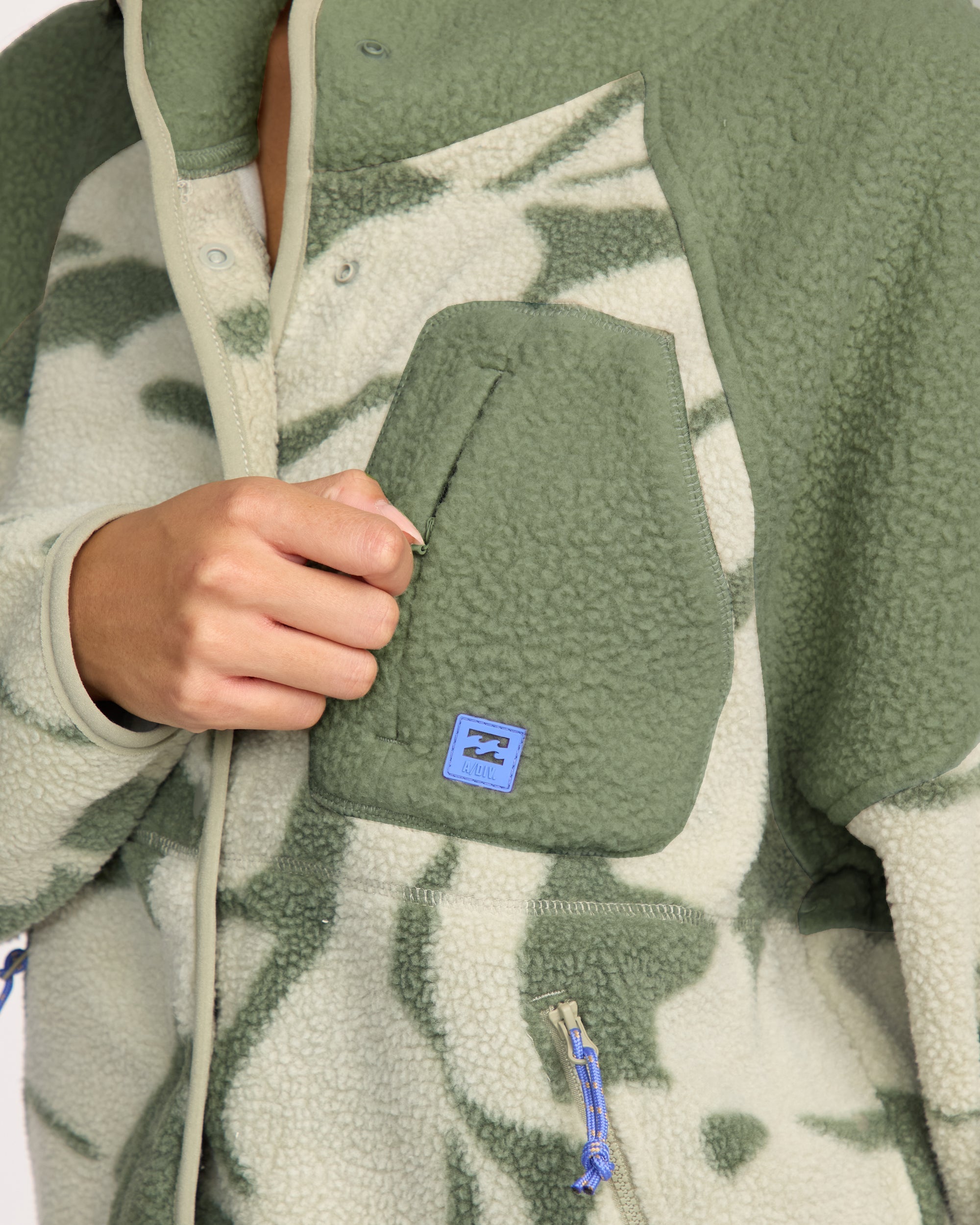 Billabong A/Div Popoyo Snap Up Sherpa Fleece Jacket - Seagrass