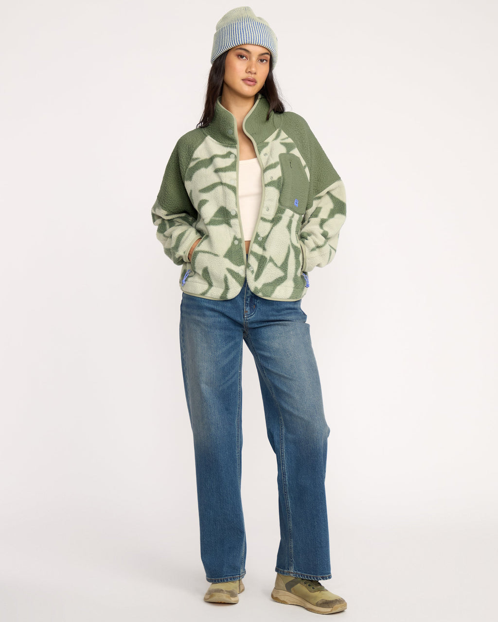 Billabong A/Div Popoyo Snap Up Sherpa Fleece Jacket - Seagrass