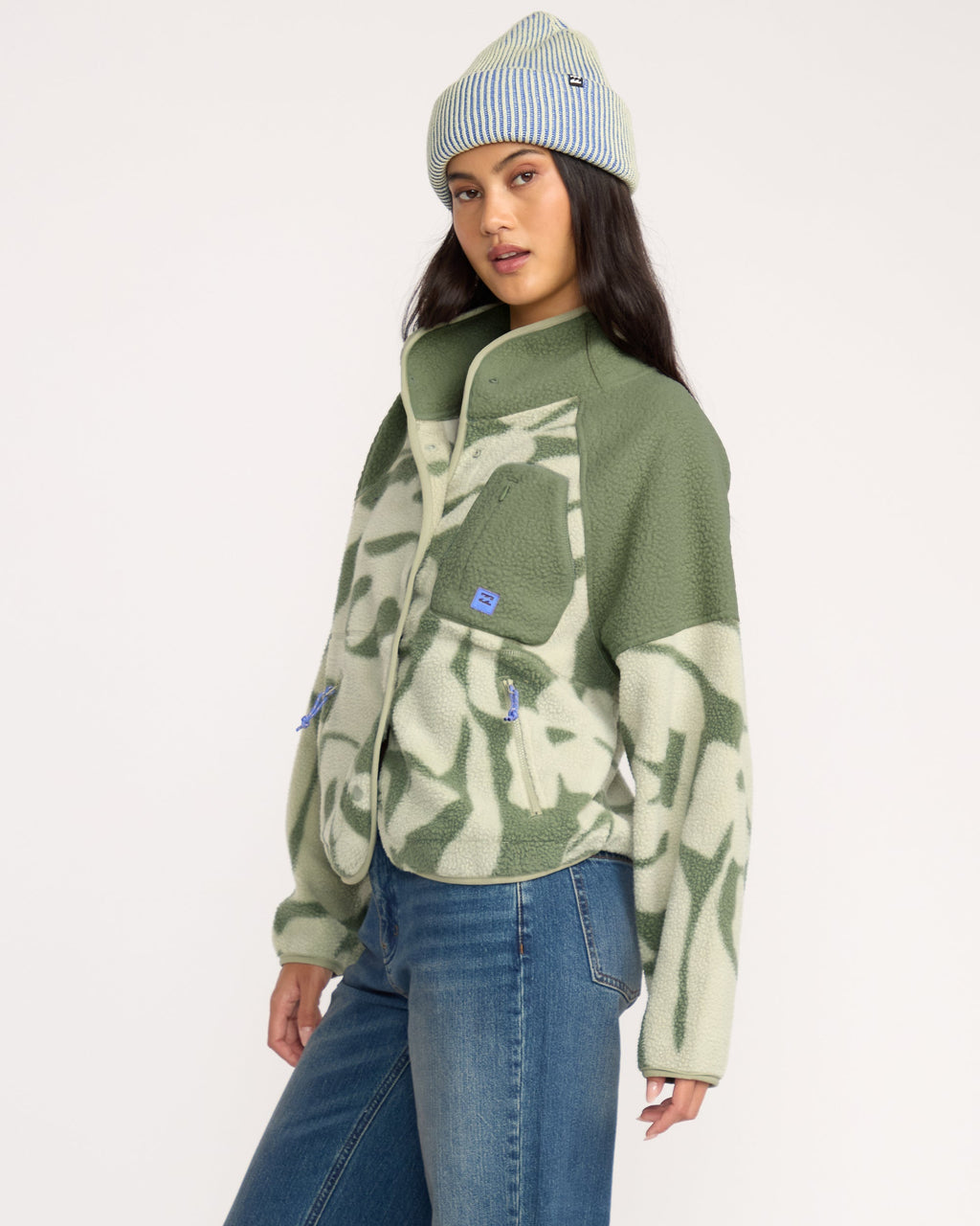 Billabong A/Div Popoyo Snap Up Sherpa Fleece Jacket - Seagrass