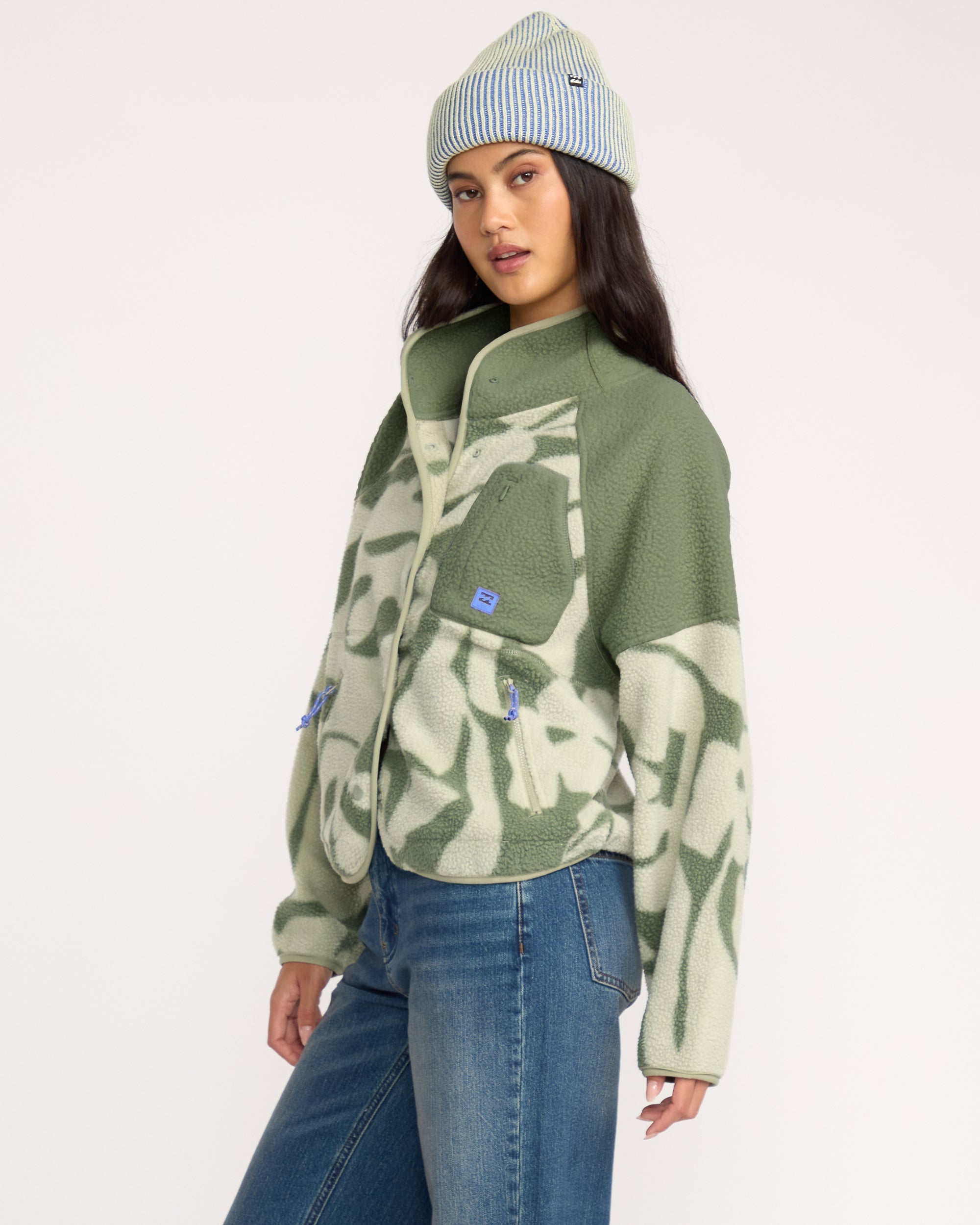 Billabong A/Div Popoyo Snap Up Sherpa Fleece Jacket - Seagrass