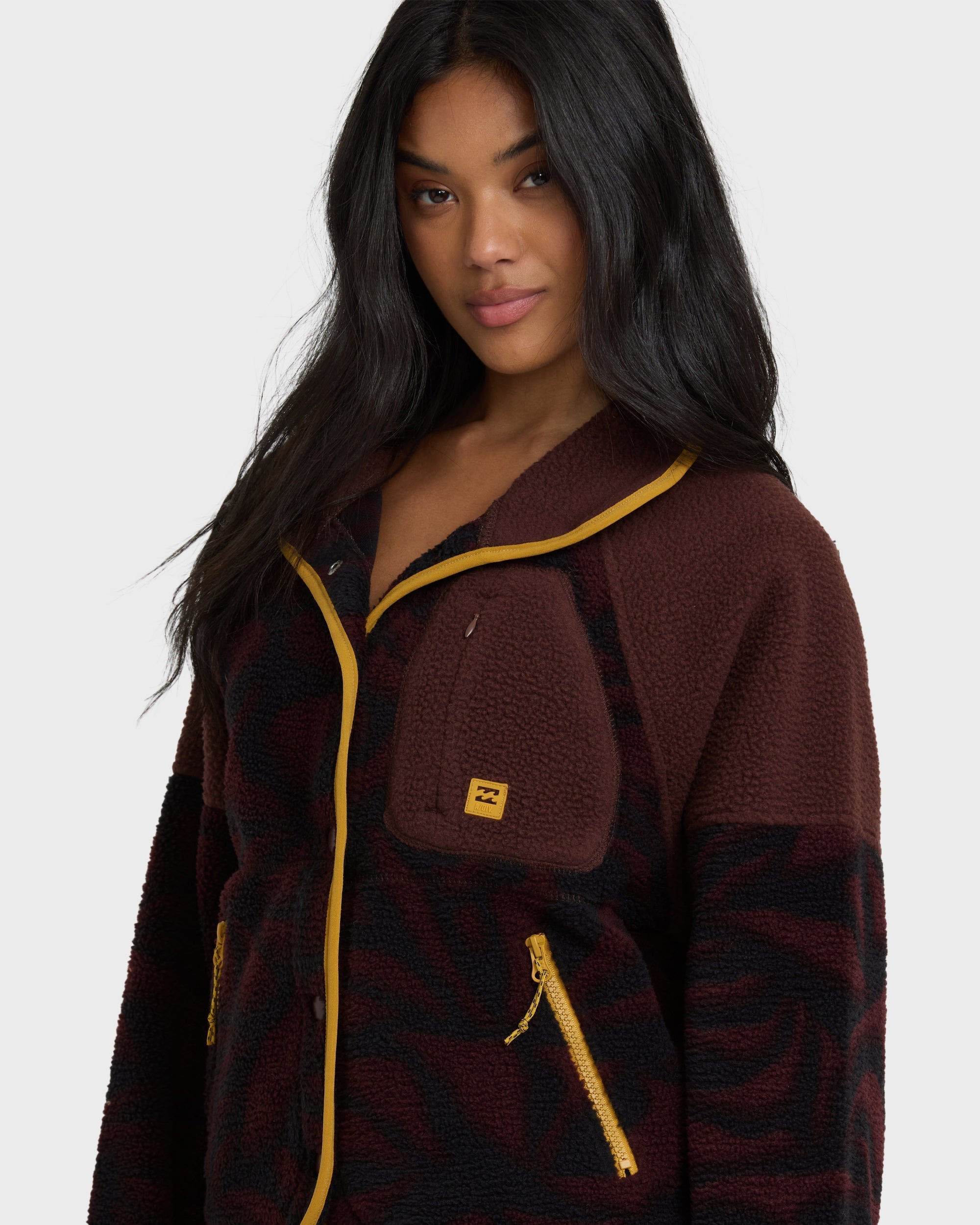 Billabong A/Div Popoyo Snap Up Sherpa Fleece Jacket - Teak