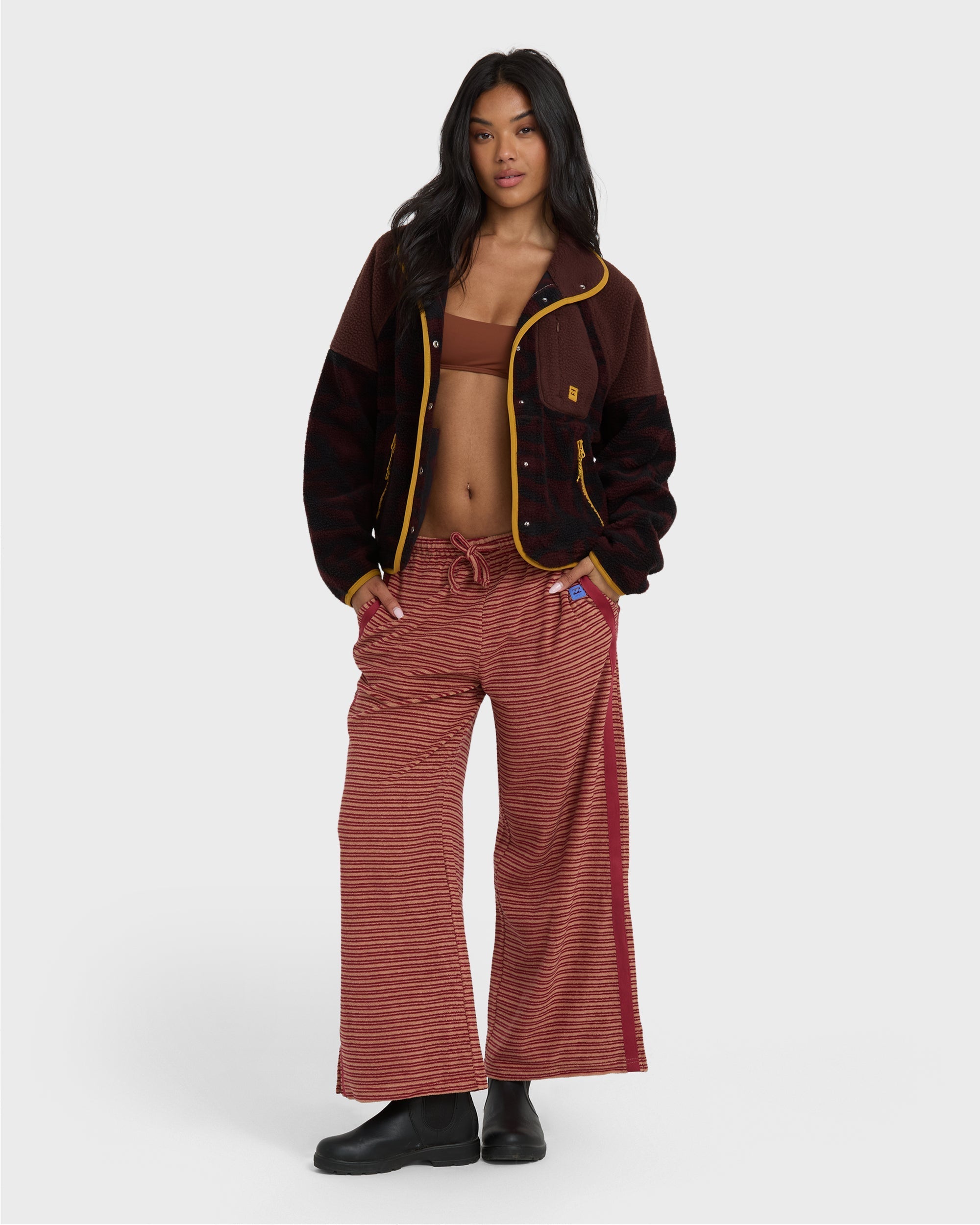 Billabong A/Div Popoyo Snap Up Sherpa Fleece Jacket - Teak