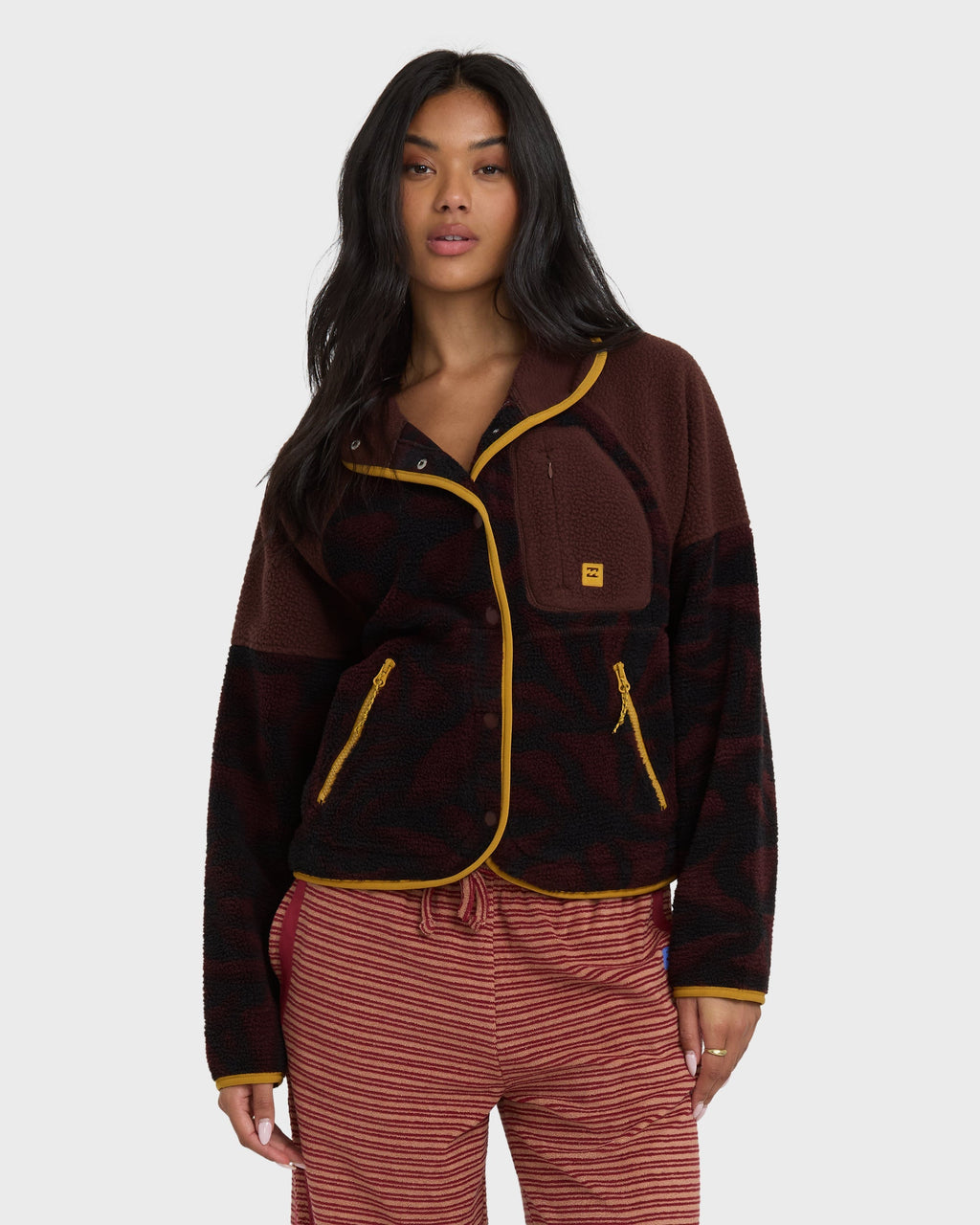 Billabong A/Div Popoyo Snap Up Sherpa Fleece Jacket - Teak