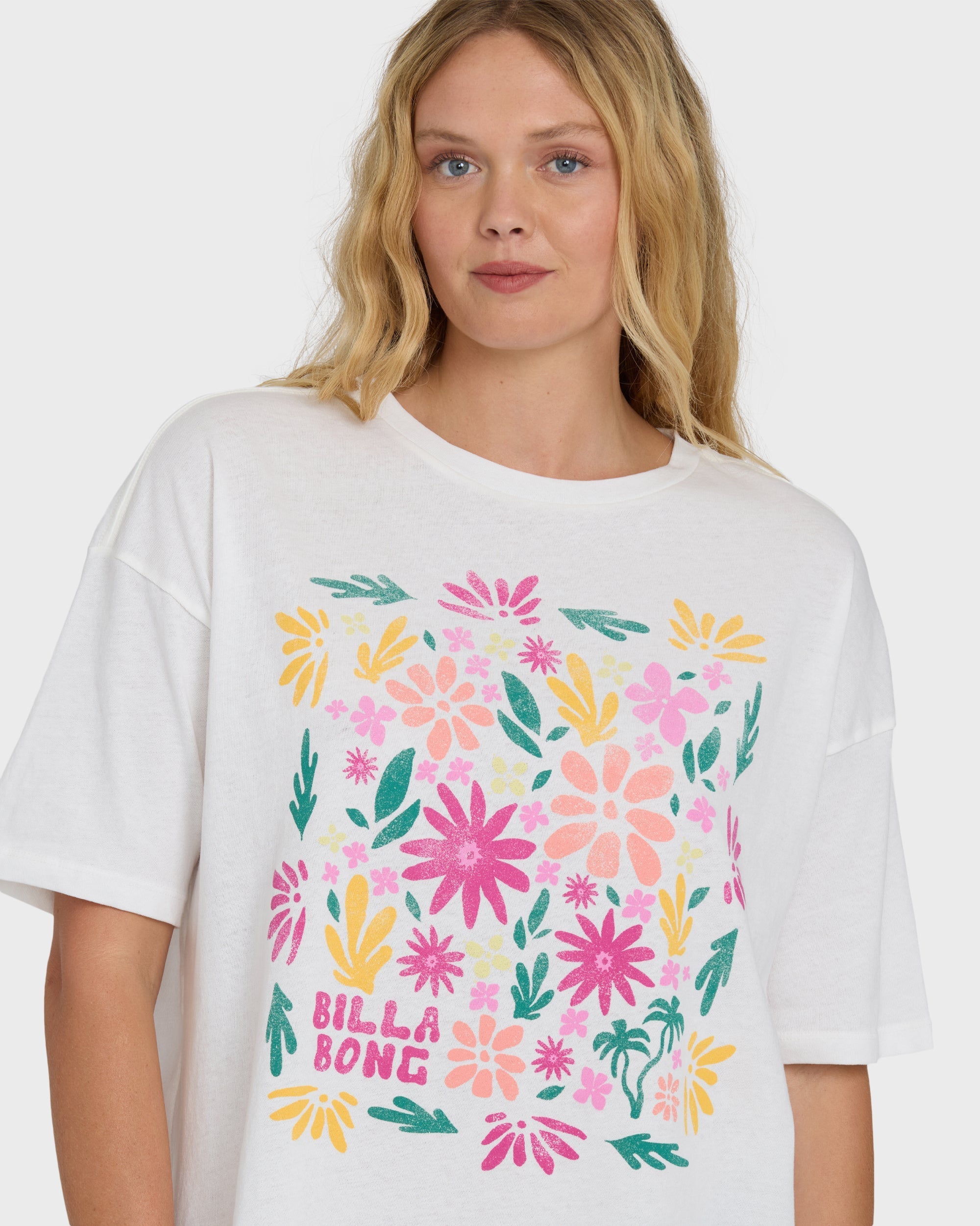 Billabong Floral Press Short Sleeve T-Shirt - Salt Crystal