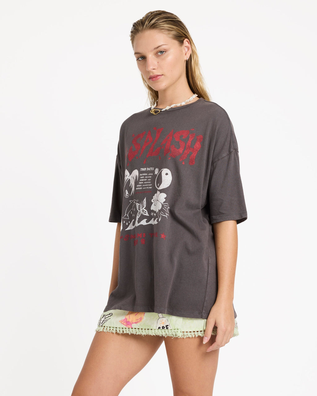 Billabong Lottie Hall Short Sleeve T-Shirt - Off Black