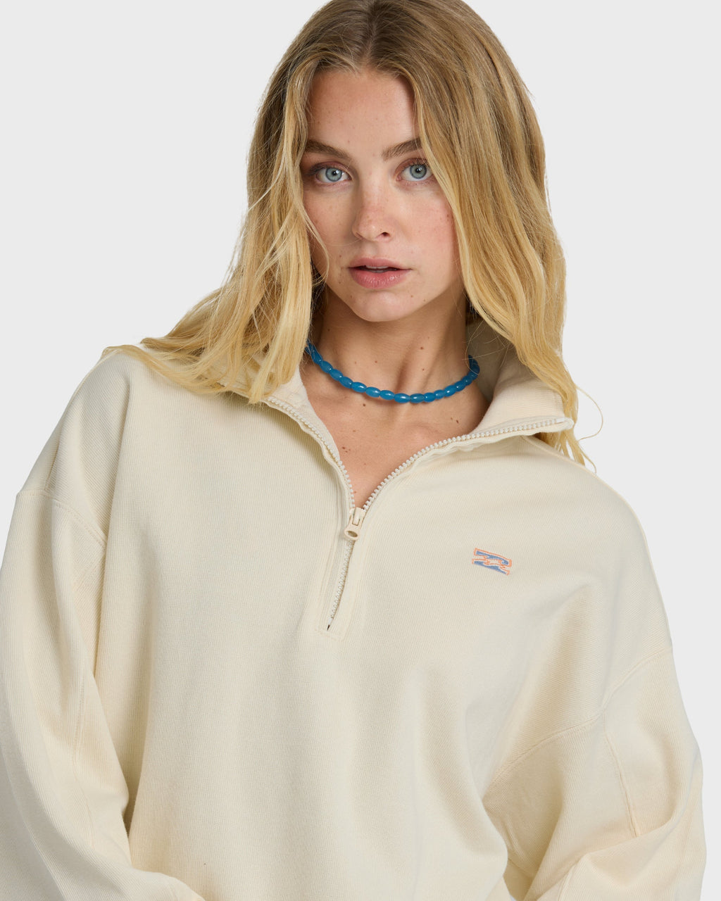 Billabong Classic Feels Half Zip Pullover Sweatshirt - White Cap