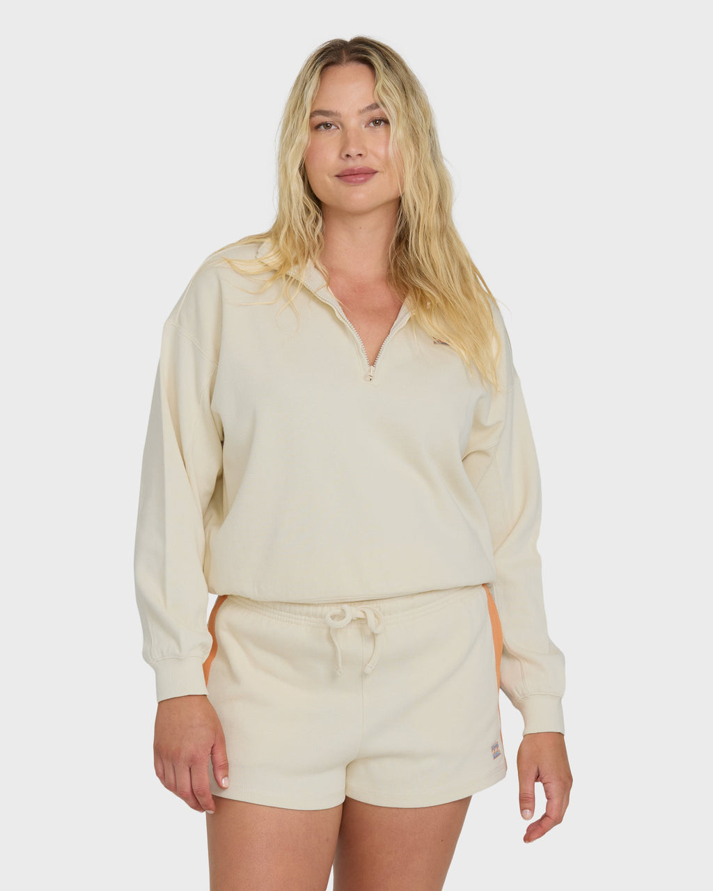 Billabong Classic Feels Half Zip Pullover Sweatshirt - White Cap