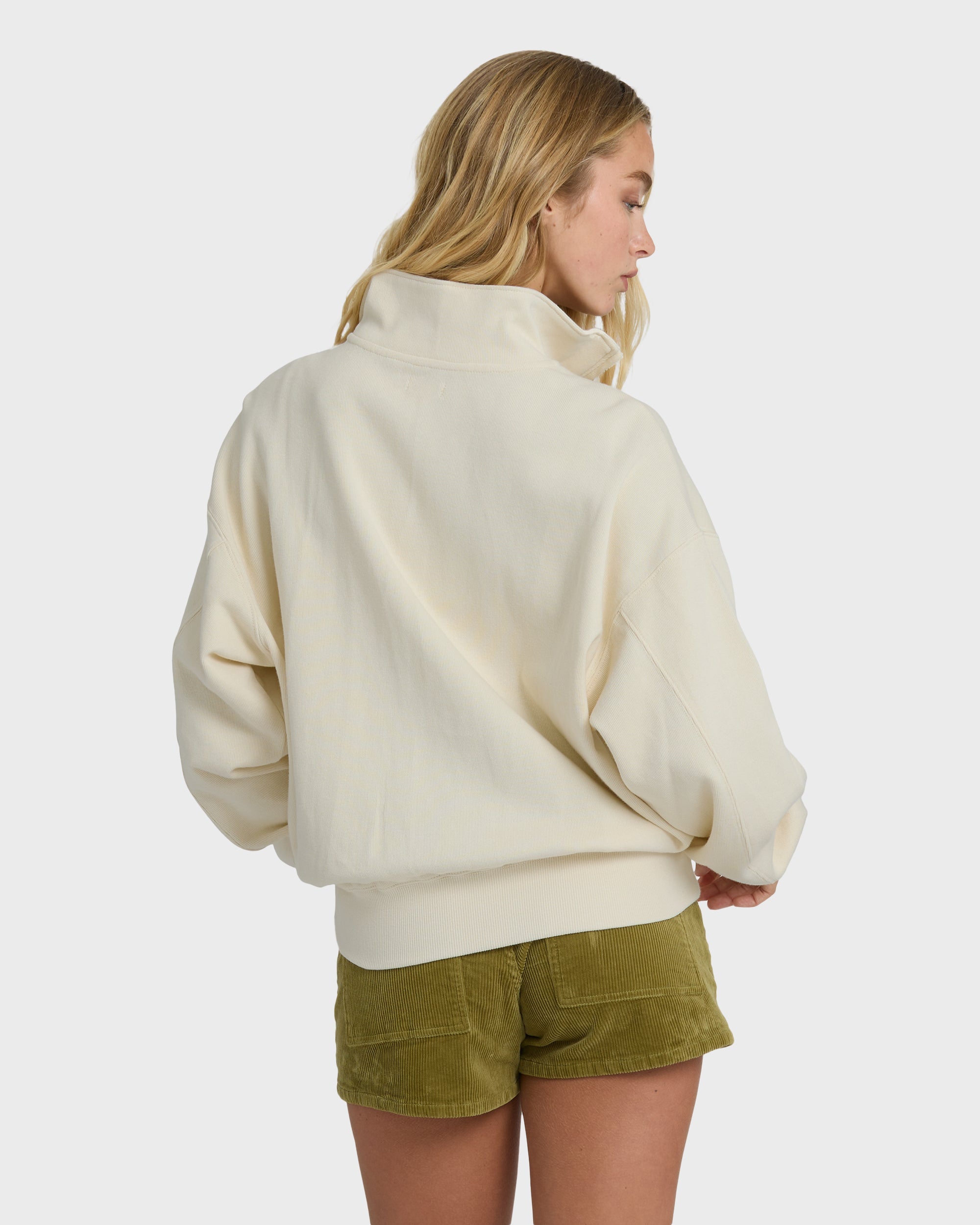 Billabong Classic Feels Half Zip Pullover Sweatshirt - White Cap