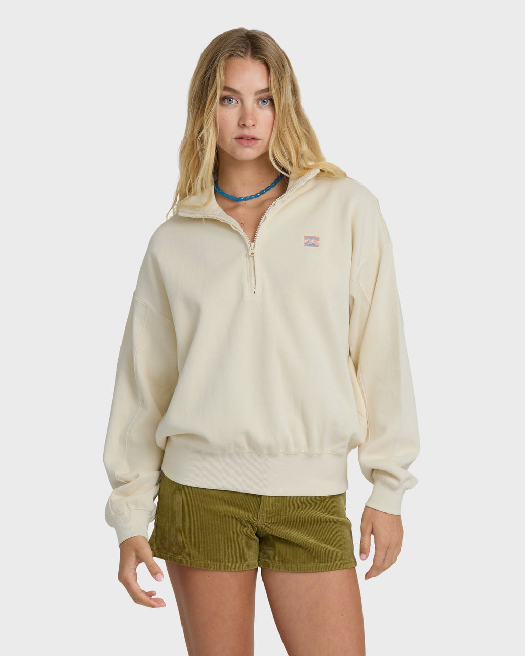 Billabong Classic Feels Half Zip Pullover Sweatshirt - White Cap
