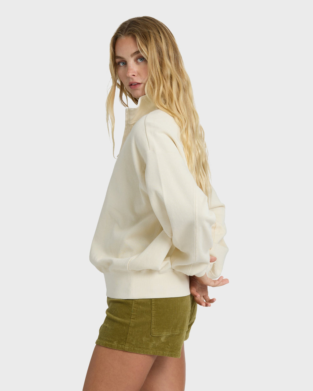 Billabong Classic Feels Half Zip Pullover Sweatshirt - White Cap