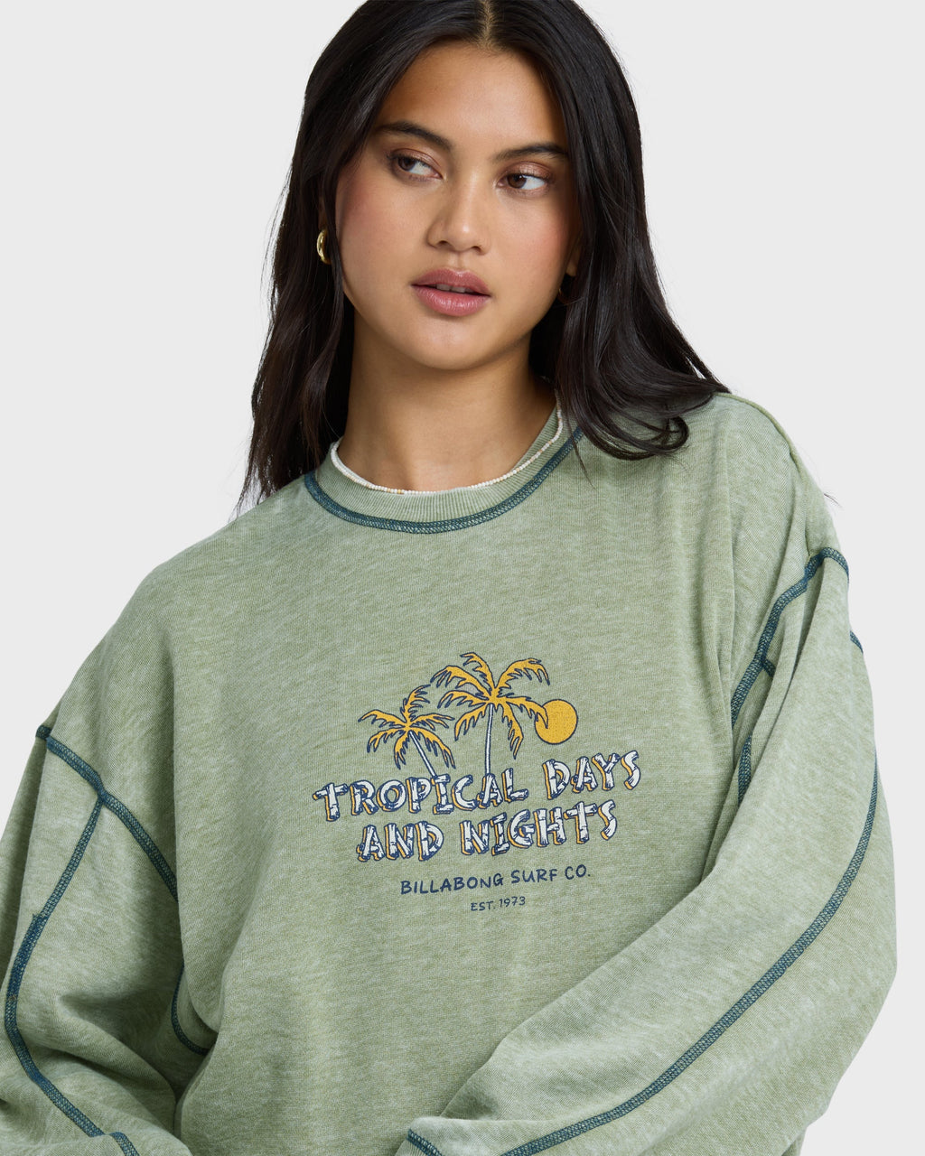 Billabong All The Days Kendal Crewneck Sweatshirt - Dark Olive