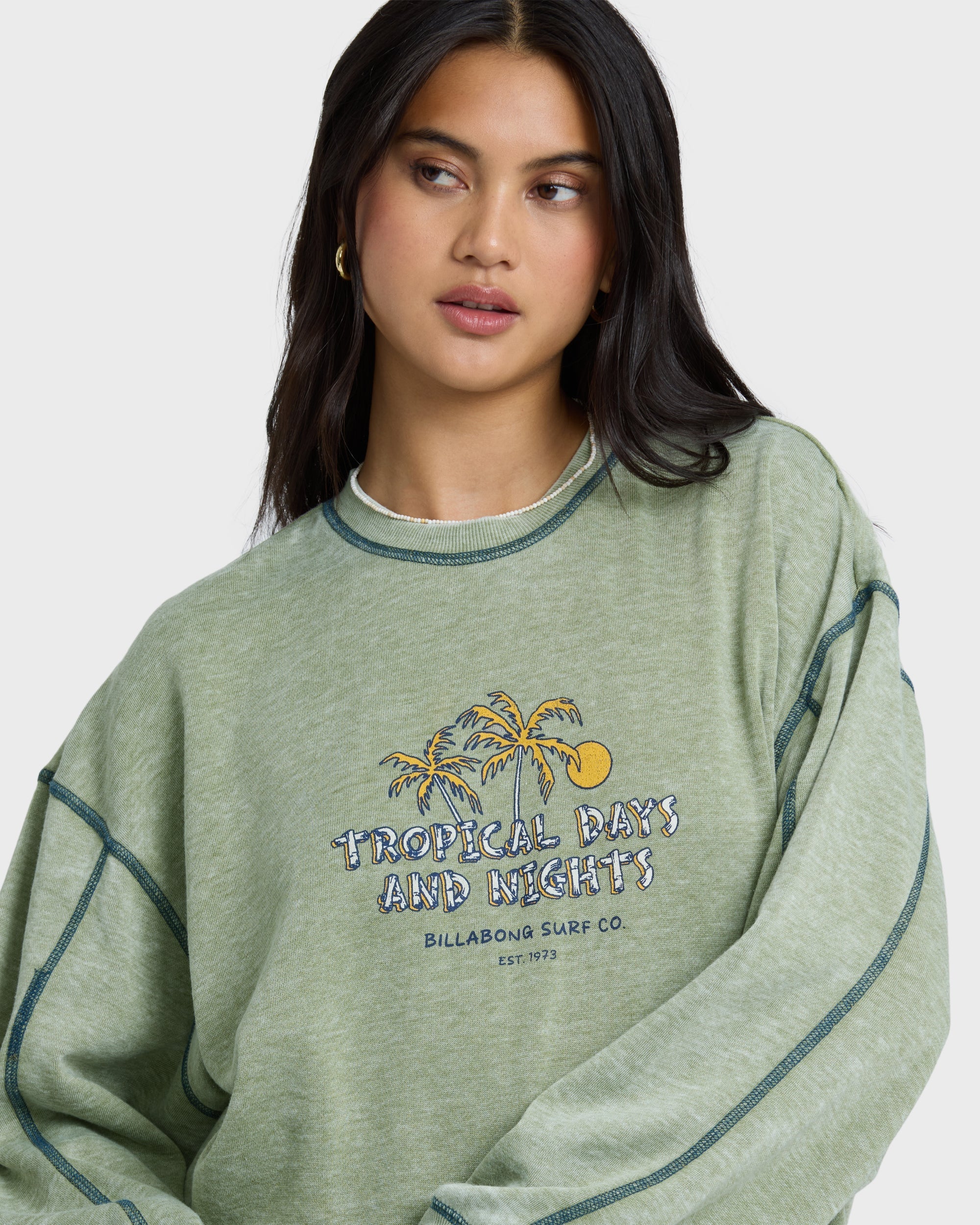 Billabong All The Days Kendal Crewneck Sweatshirt - Dark Olive