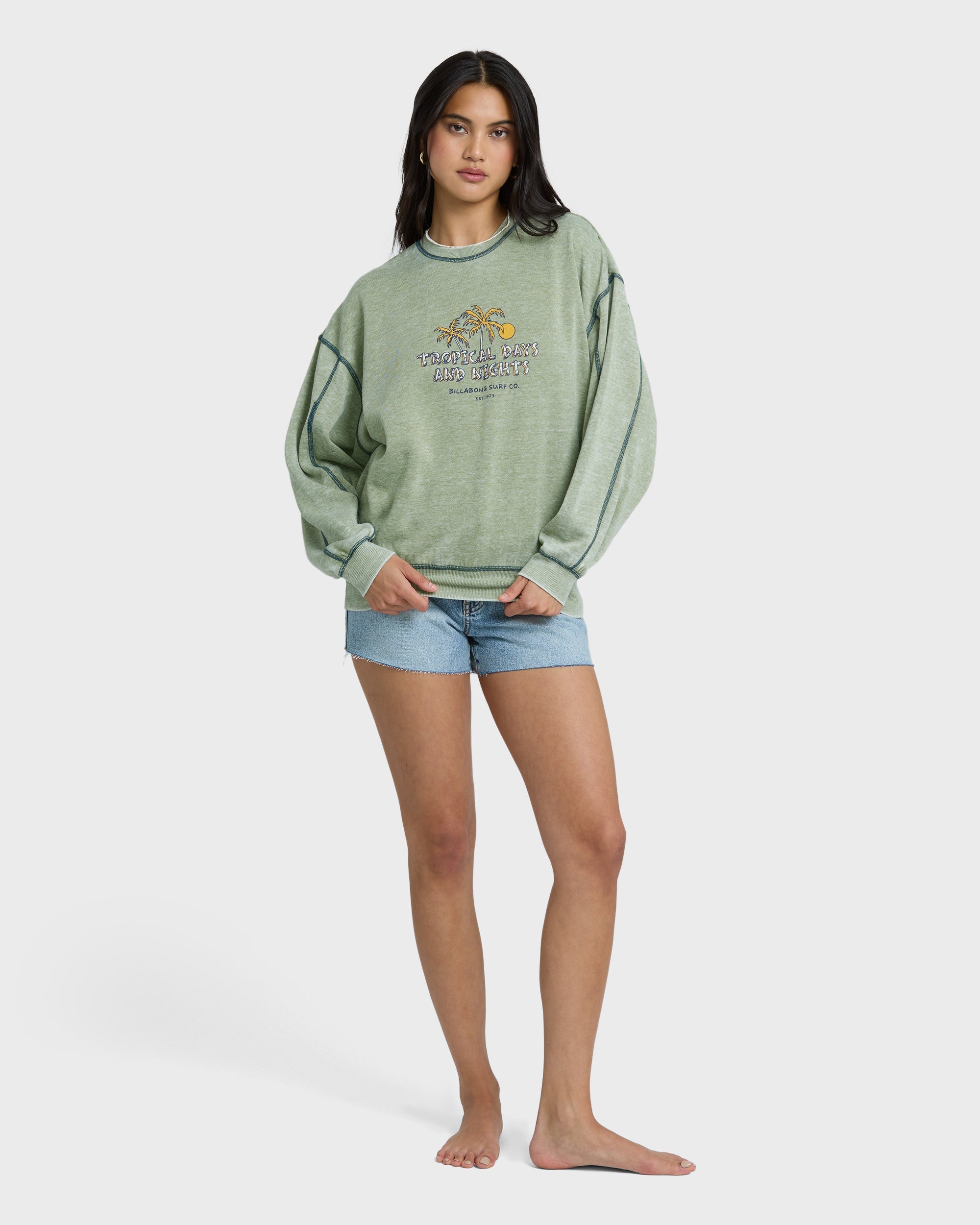 Billabong All The Days Kendal Crewneck Sweatshirt - Dark Olive