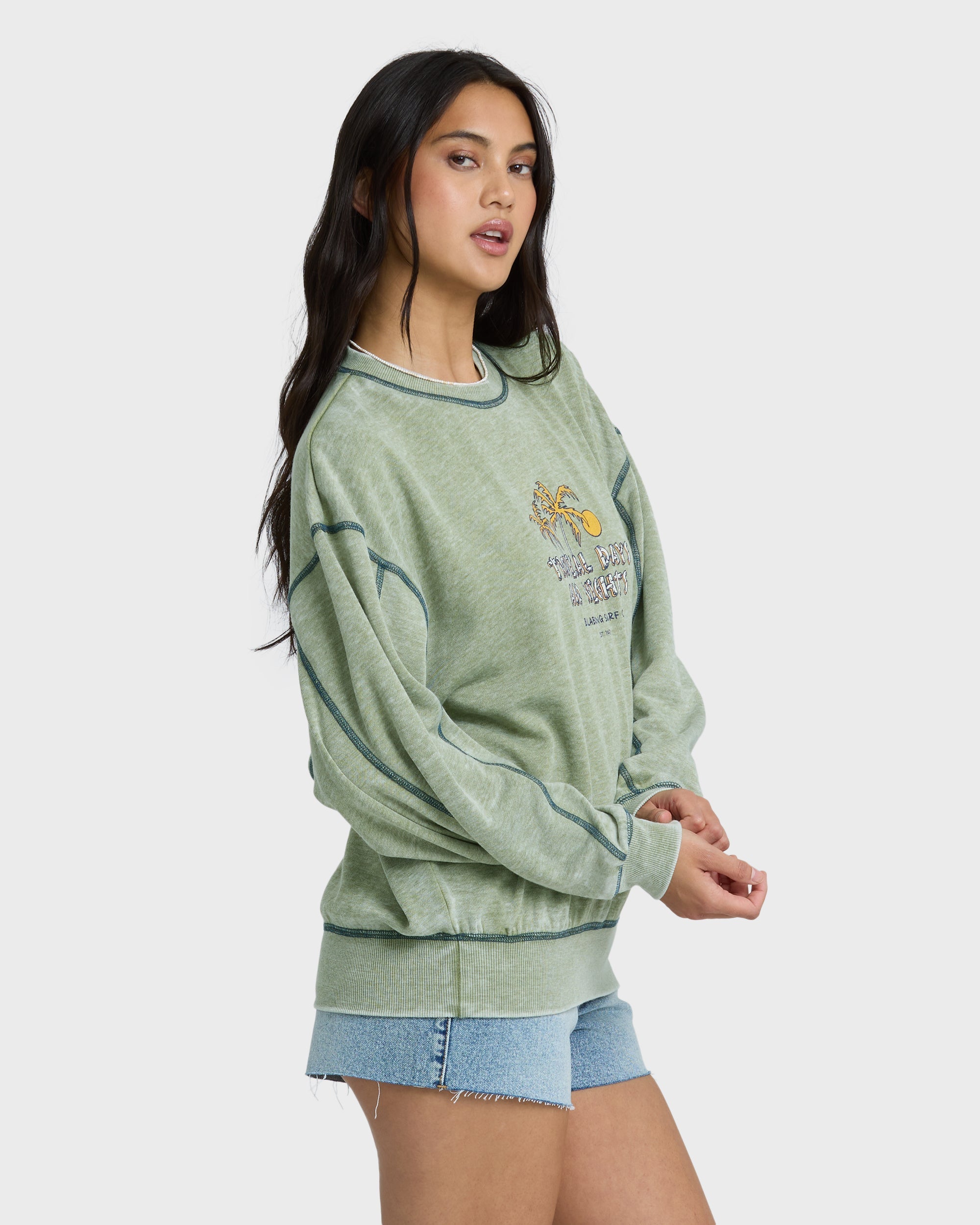 Billabong All The Days Kendal Crewneck Sweatshirt - Dark Olive