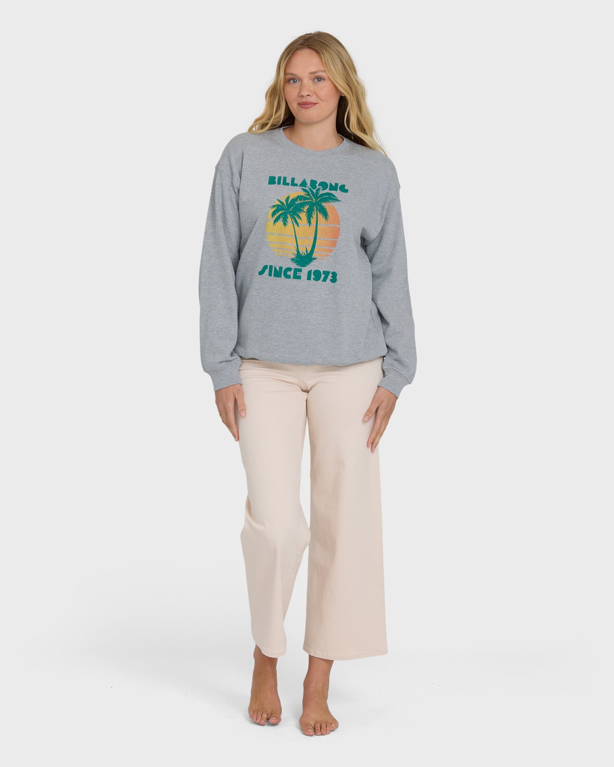 Billabong My Fave Beach Crewneck Sweatshirt - Heather Gray